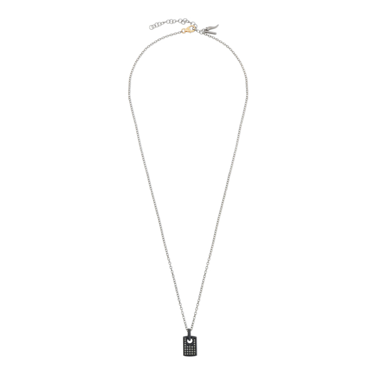 COLLANA TITANIO NERO CON TARGHETTA E DIAMANTI BLACK