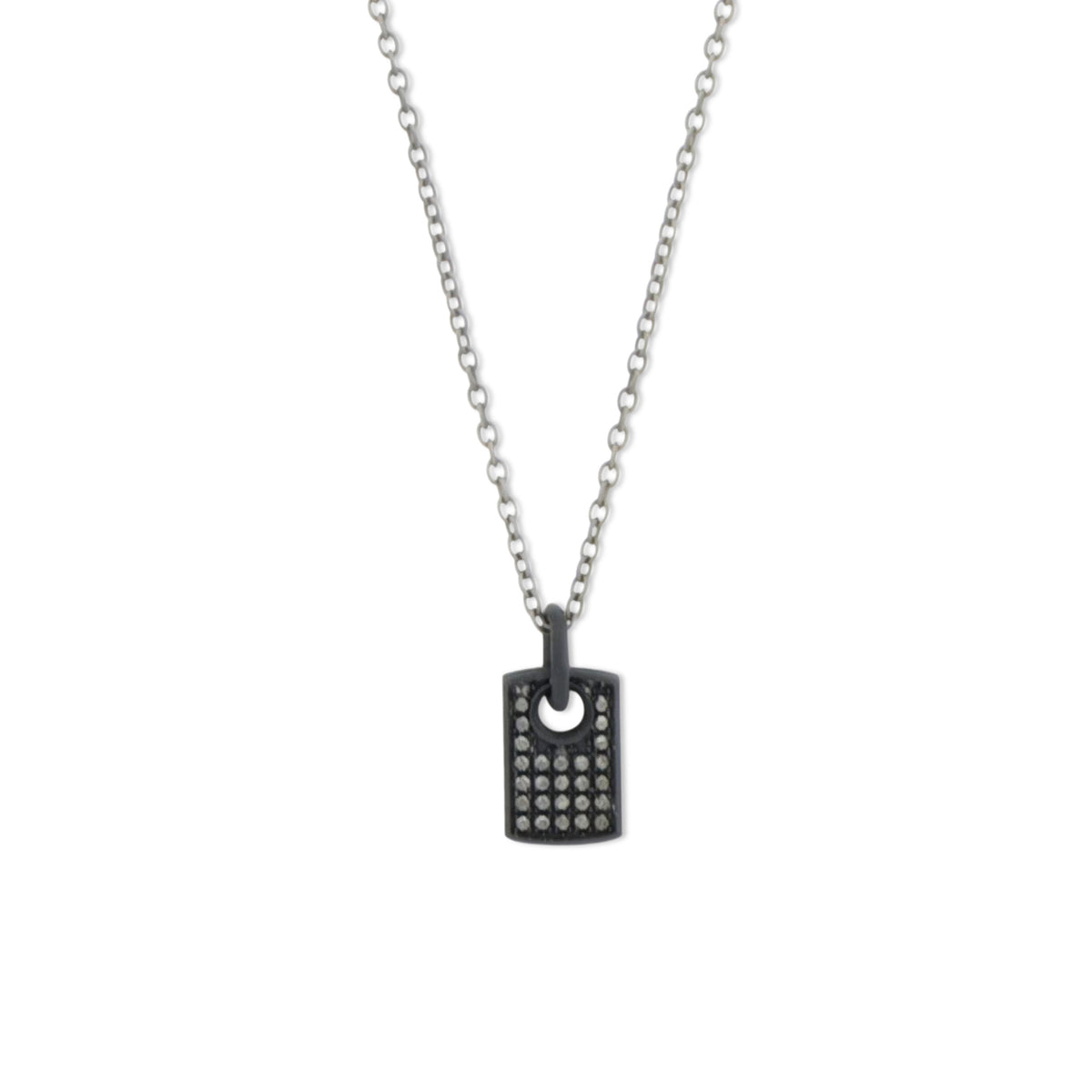 COLLANA TITANIO NERO CON TARGHETTA E DIAMANTI BLACK