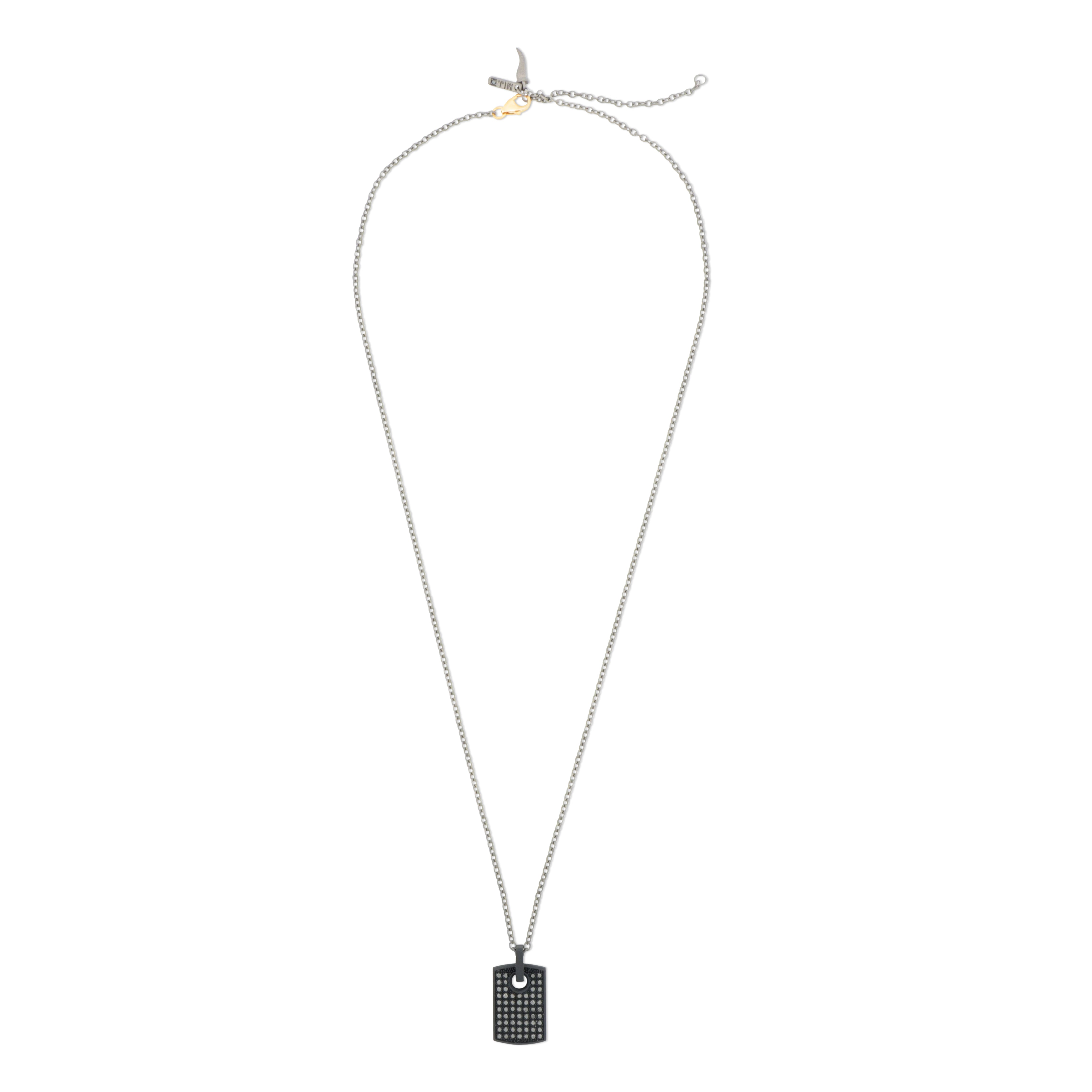 COLLANA CON TARGHETTA IN TITANIO NERO, ORO ROSSO E DIAMANTI BLACK