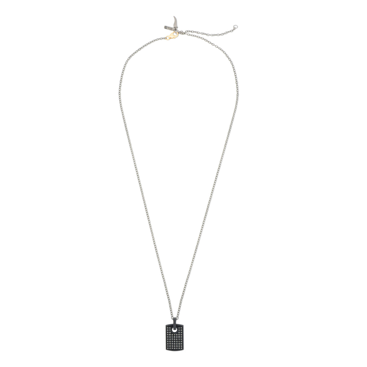 COLLANA CON TARGHETTA IN TITANIO NERO, ORO ROSSO E DIAMANTI BLACK