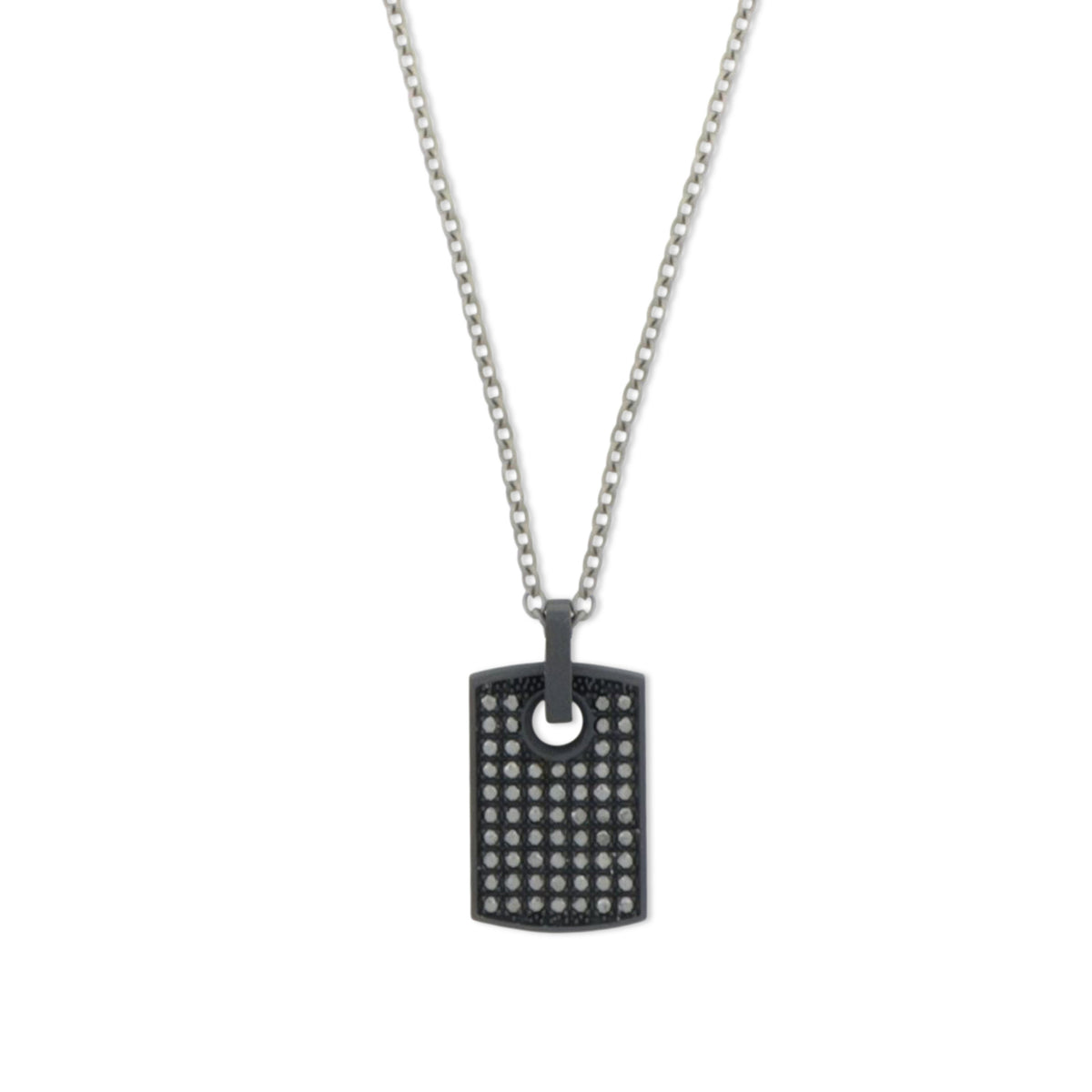 COLLANA CON TARGHETTA IN TITANIO NERO, ORO ROSSO E DIAMANTI BLACK