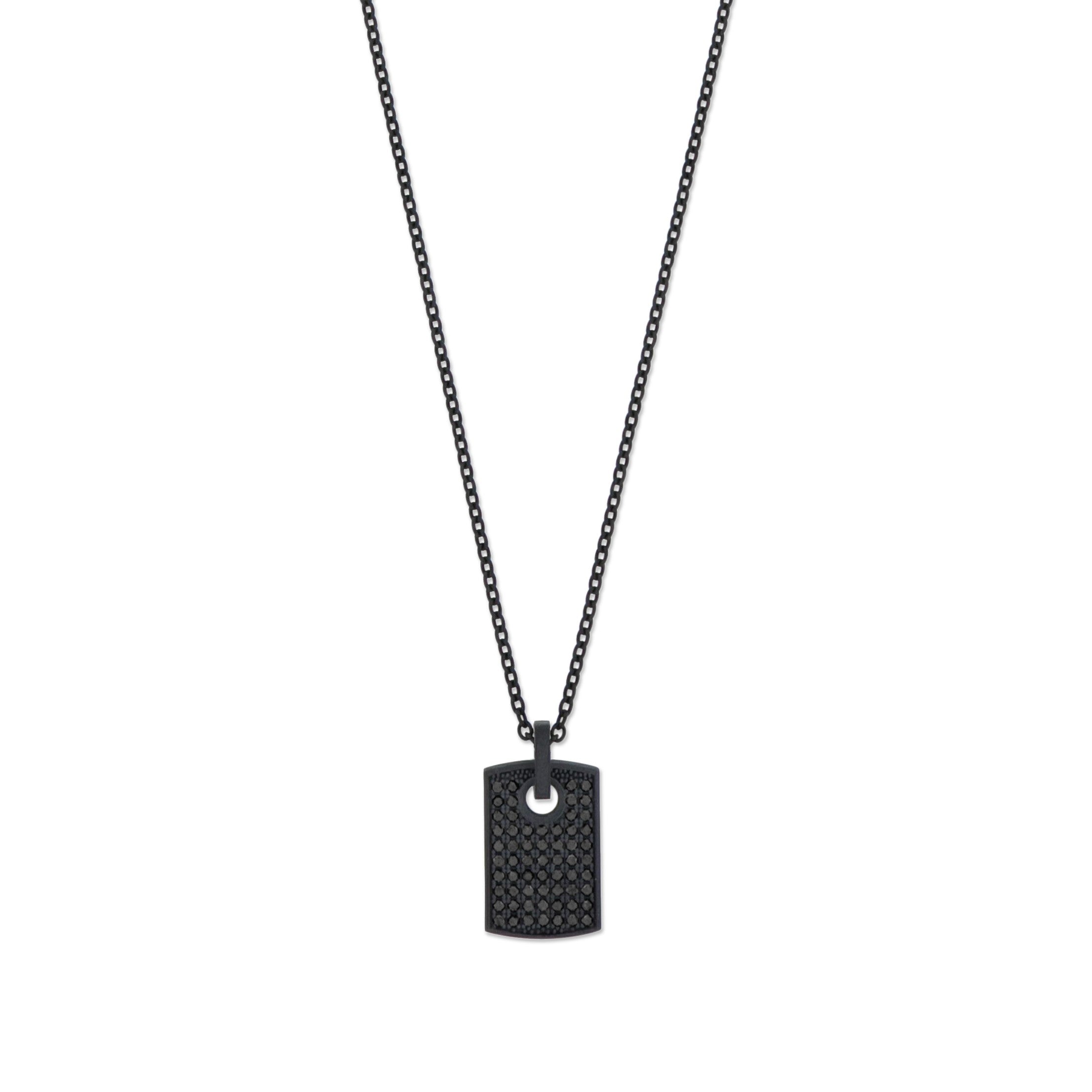 COLLANA CON TARGHETTA IN TITANIO NERO, ORO ROSSO E DIAMANTI BLACK