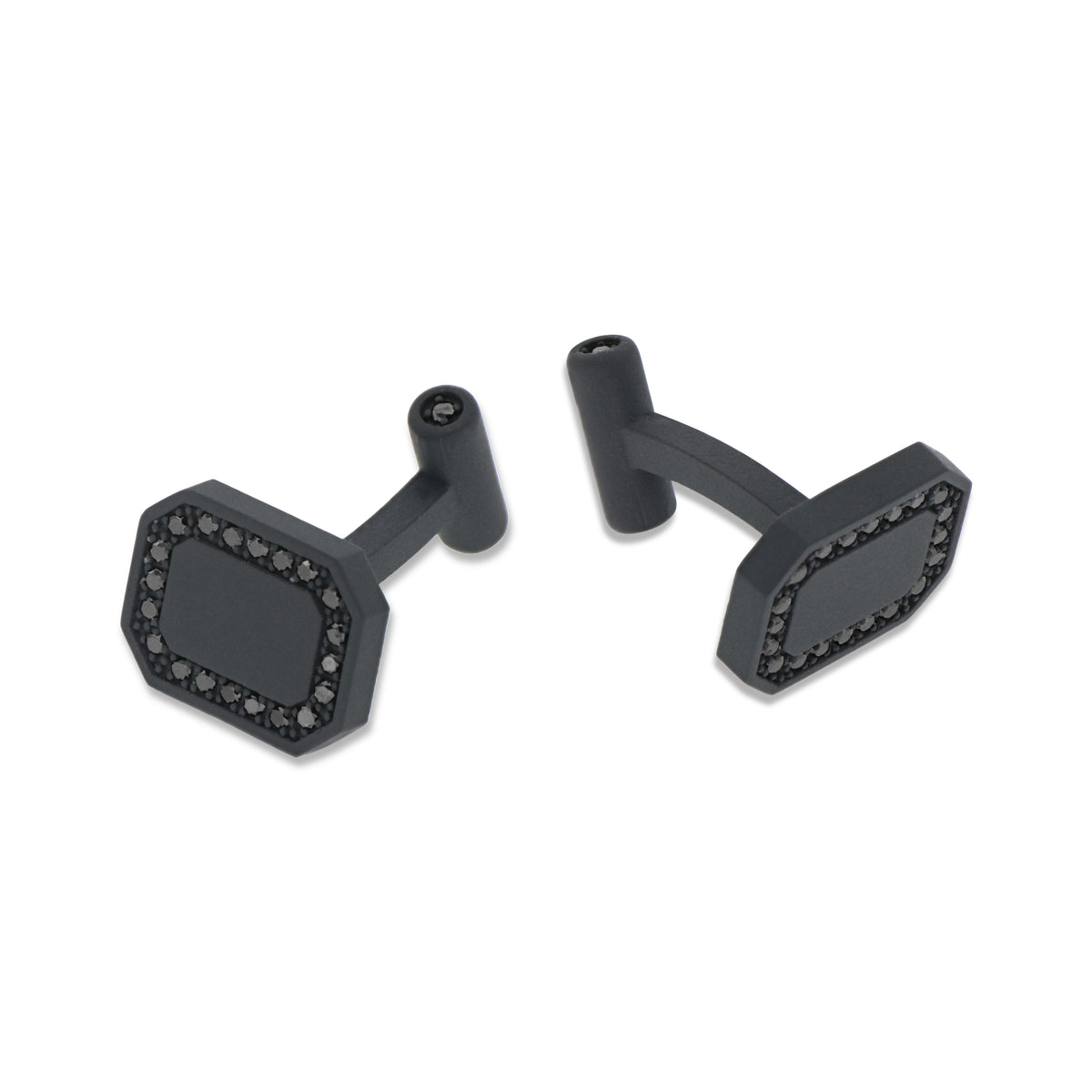 GEMELLI IN TITANIO NERO E DIAMANTI BLACK