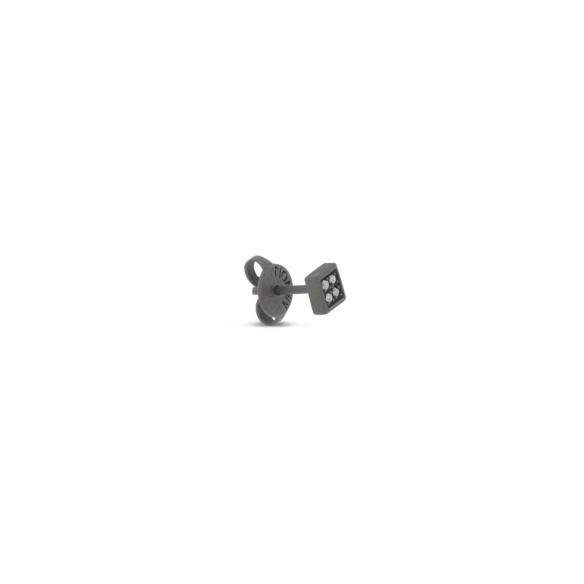 MONO ORECCHINO UOMO QUADRETTO PICCOLO TITANIO NERO E 4 DIAMANTI BLACK