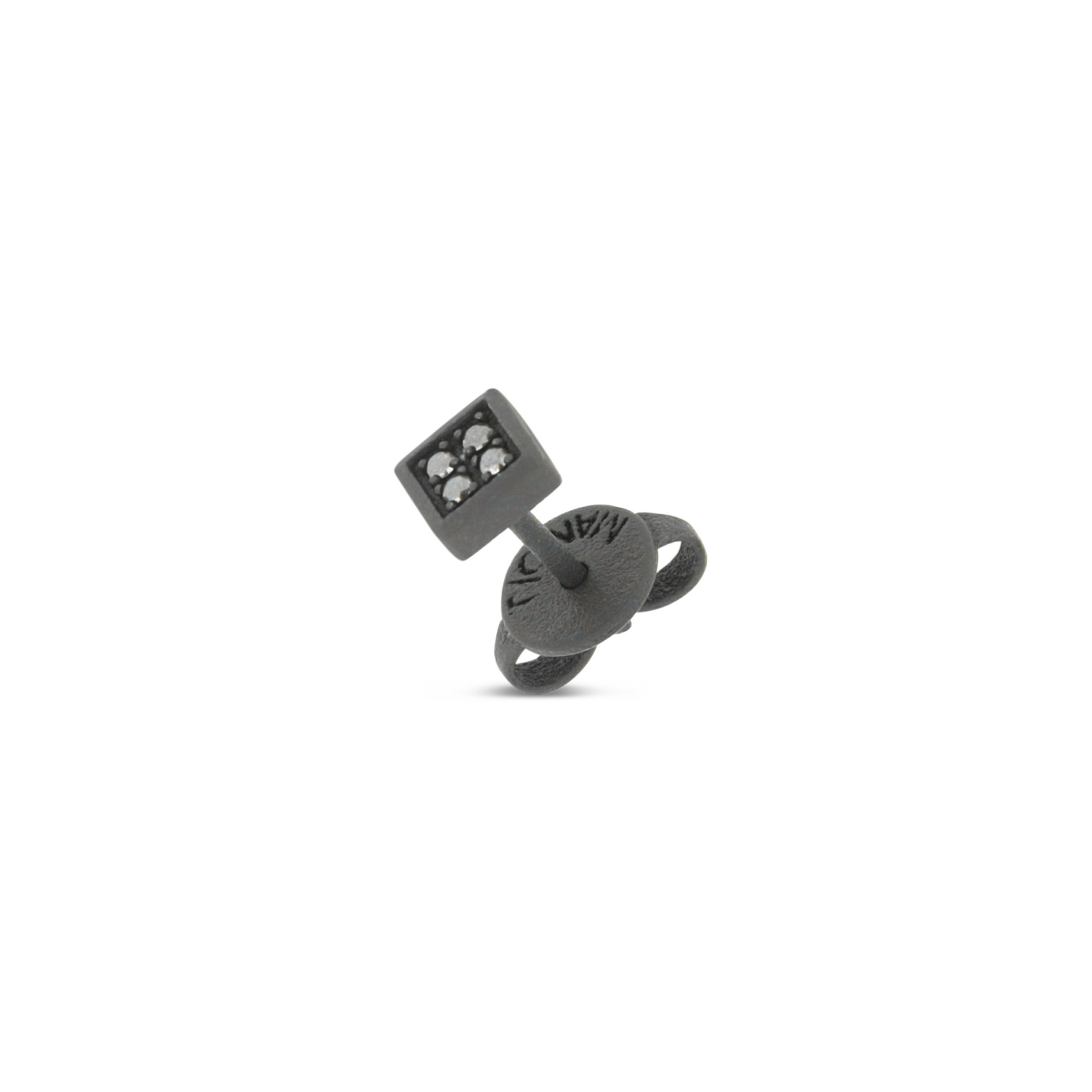 MONO Earring UOMO QUADRETTO PICCOLO Titanium NERO and 4 Diamonds BLACK