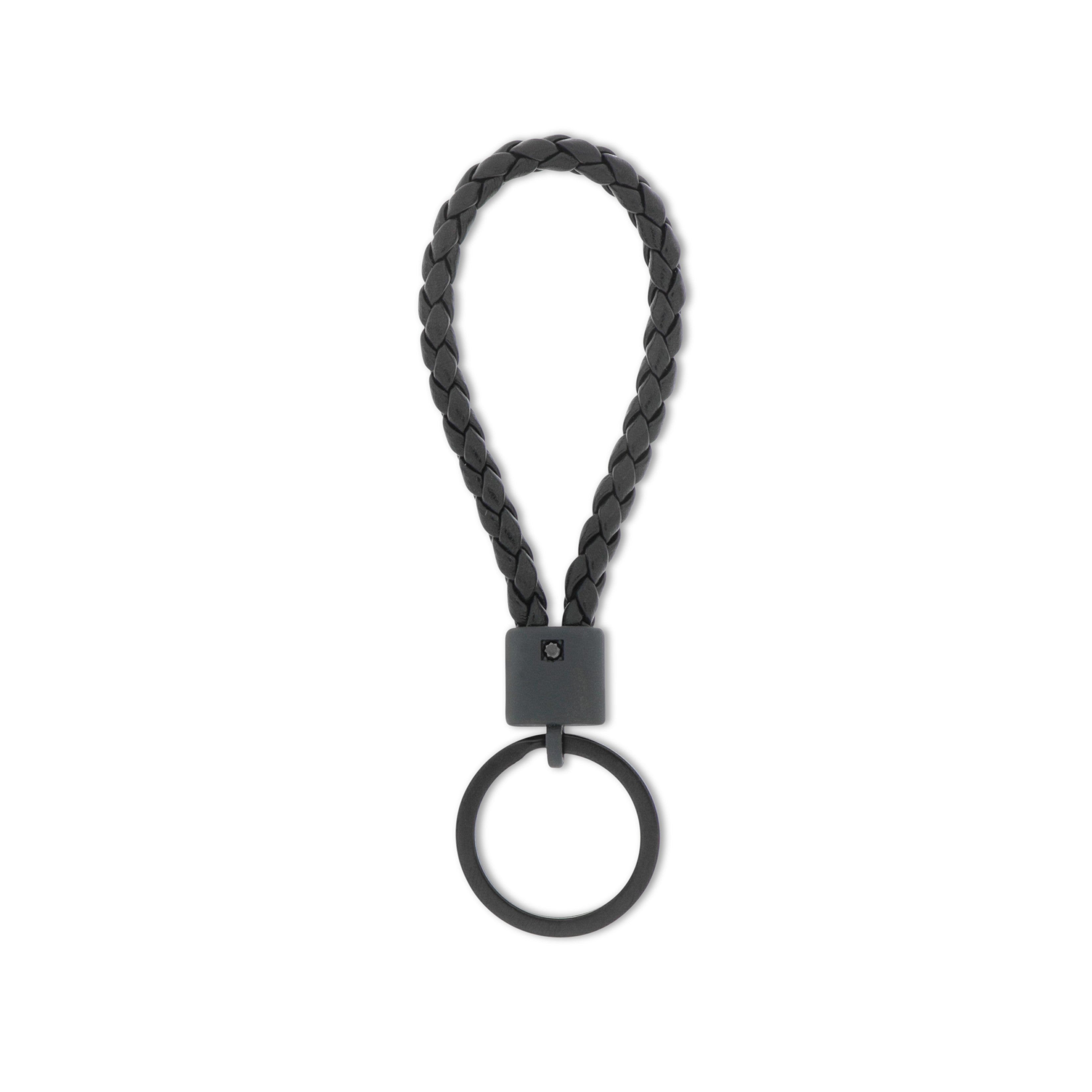 Keychains IN Titanium NERO with CORDINO IN PELLE NERO and Diamond BLACK by 5 PUNTI