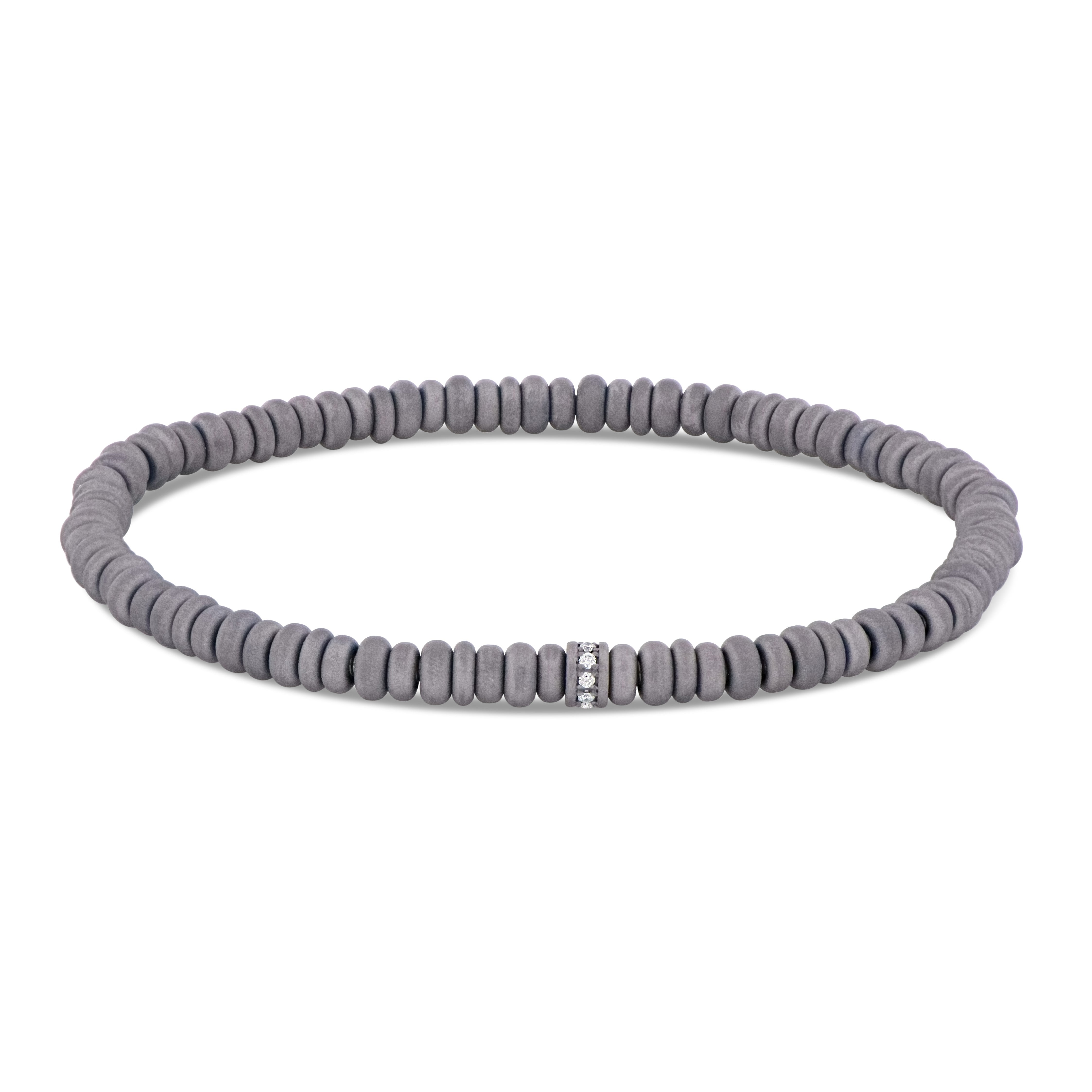 BRACCIALE ELASTICO CON ANELLINI IN TITANIO, RONDELLA CON DIAMANTI WHITE