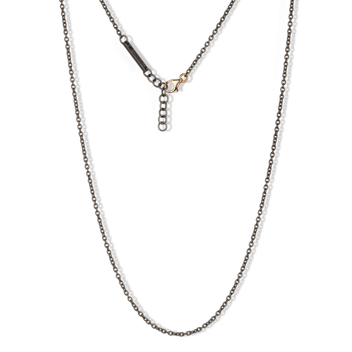 COLLANA DA UOMO CON MINI BARRETTA IN TITANIO E CHIUSURA IN ORO ROSSO 9 KT
