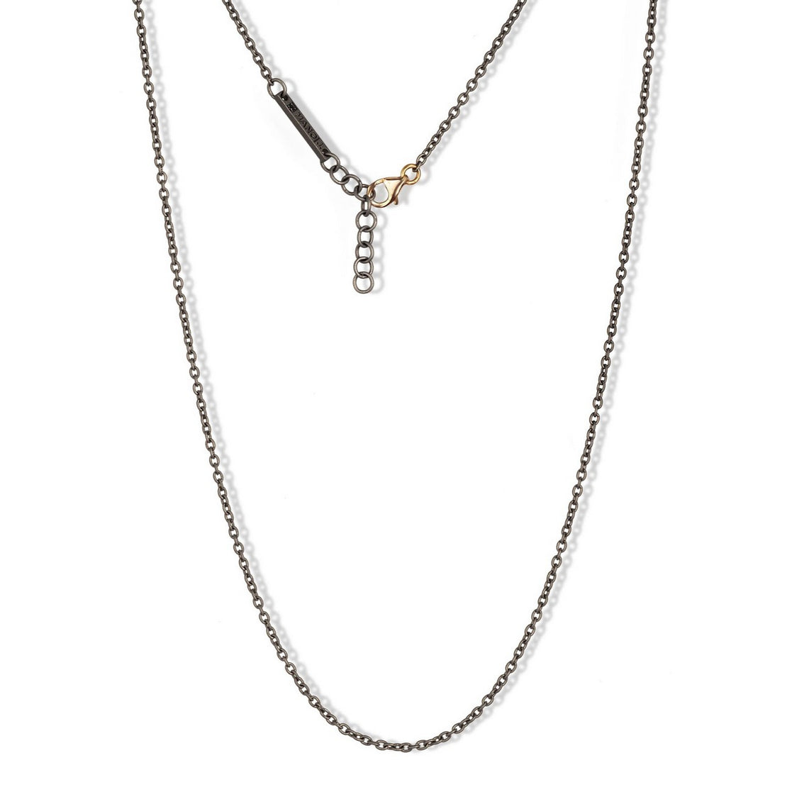 COLLANA DA UOMO CON MINI BARRETTA IN TITANIO E CHIUSURA IN ORO ROSSO 9 KT