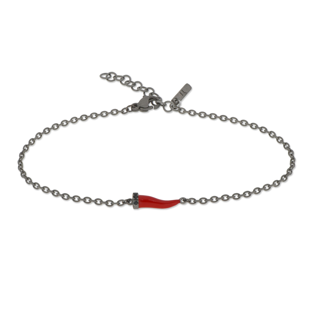 BRACCIALE CON CORNETTO MINI SMALTATO ROSSO E DIAMANTI BLACK