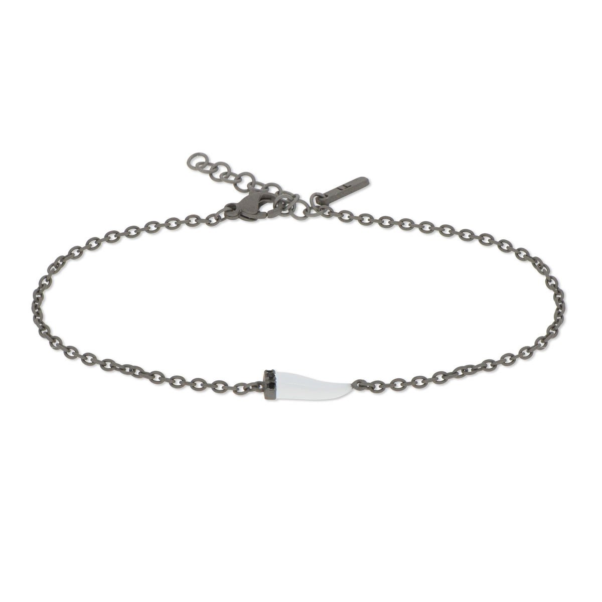 BRACCIALE CON CORNETTO MINI SMALTATO BIANCO E DIAMANTI BLACK