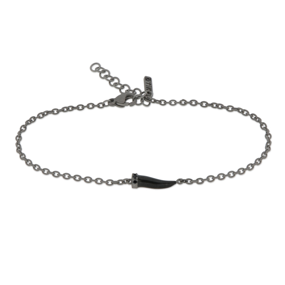 BRACELET AVEC CORNE PORTE-BONHEUR MINI ÉMAILLÉ NOIR ET DIAMANTS NOIRS