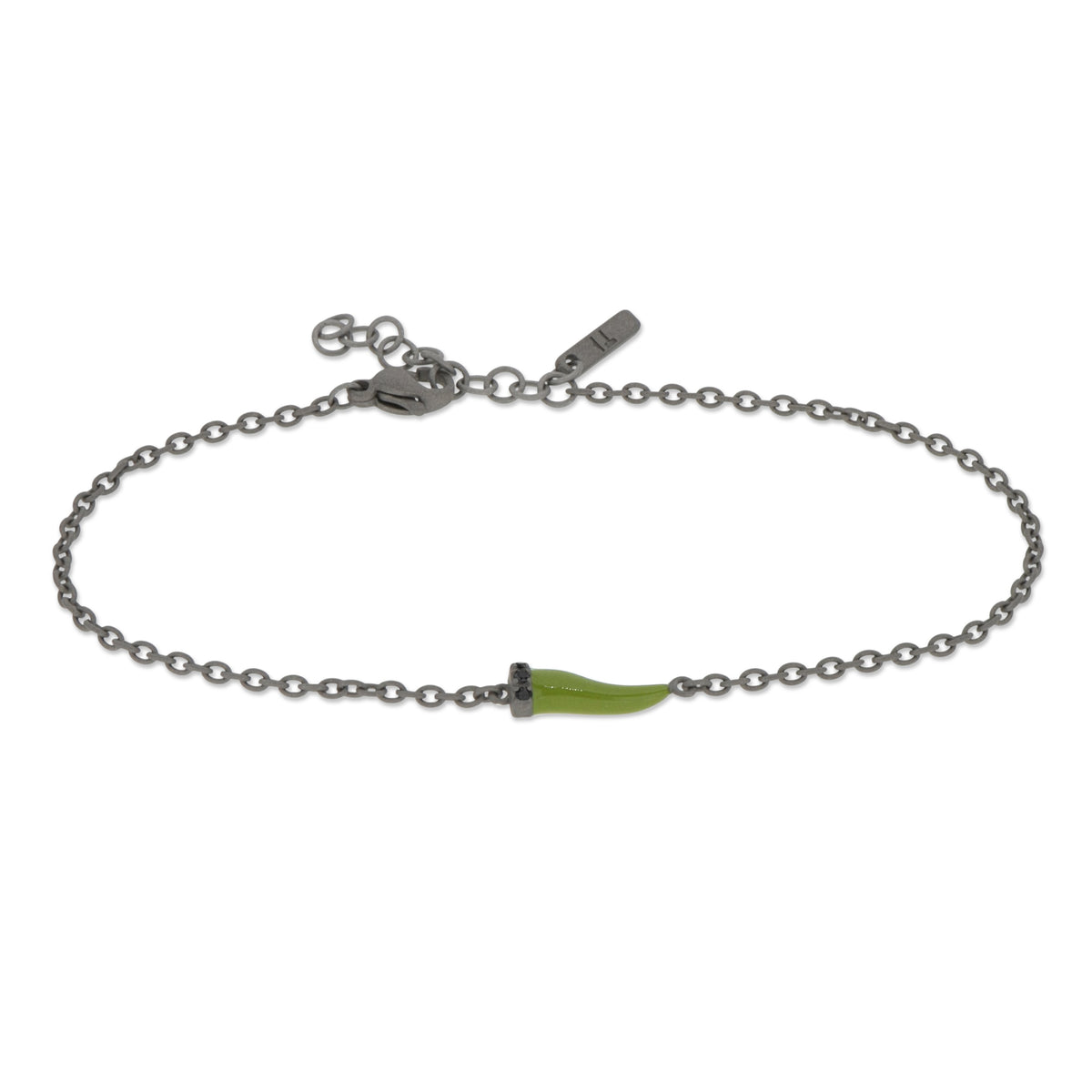 BRACCIALE CON CORNETTO MINI SMALTATO VERDE MILITARE E DIAMANTI BLACK