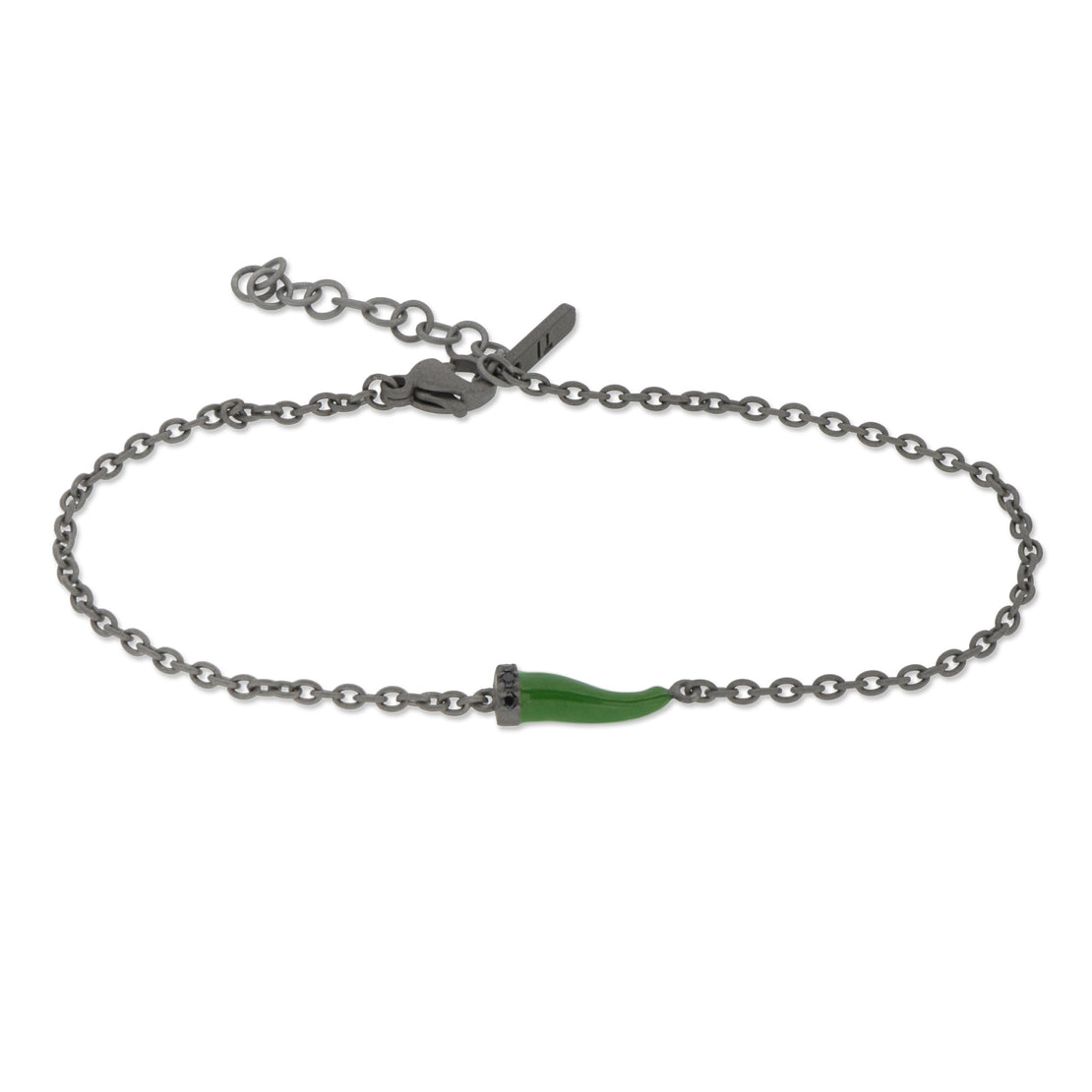 BRACCIALE CON CORNETTO MINI SMALTATO VERDE E DIAMANTI BLACK