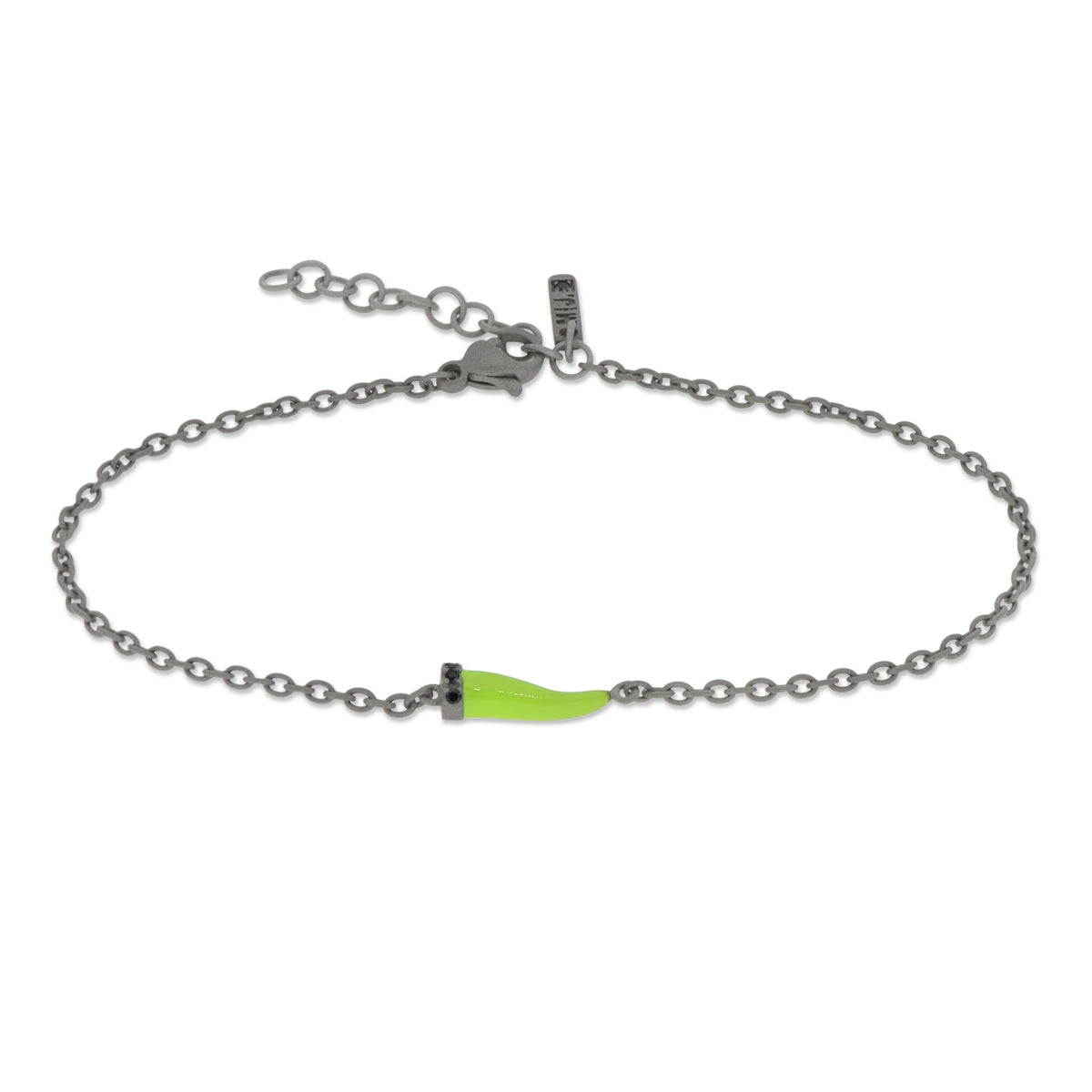 BRACCIALE CON CORNETTO MINI SMALTATO GIALLO FLUO E DIAMANTI BLACK
