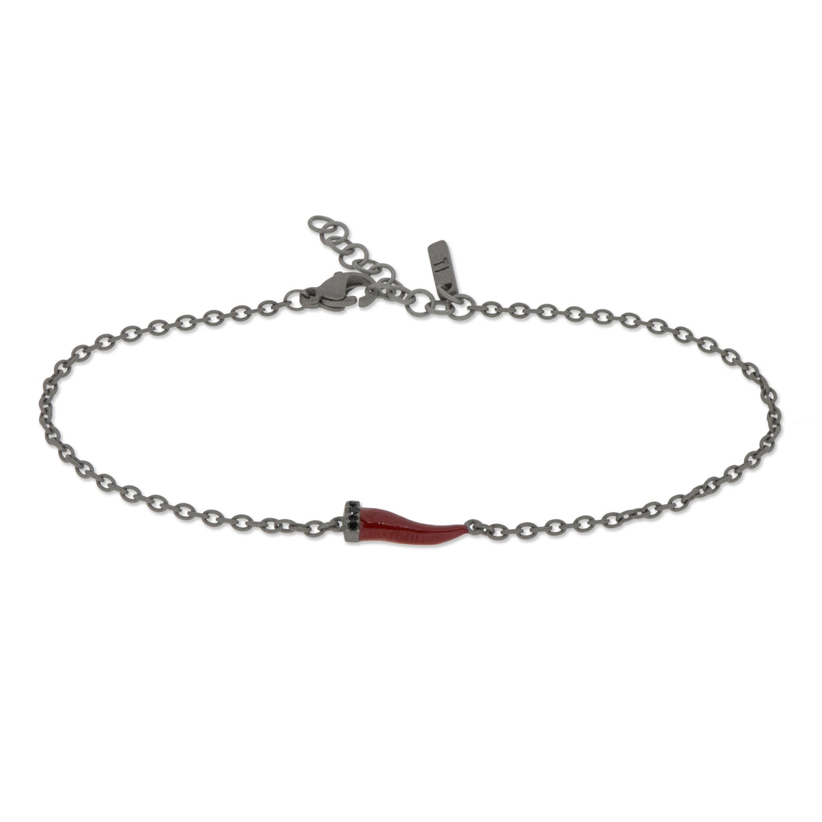 BRACCIALE CON CORNETTO MINI SMALTATO BORDEAUX E DIAMANTI BLACK