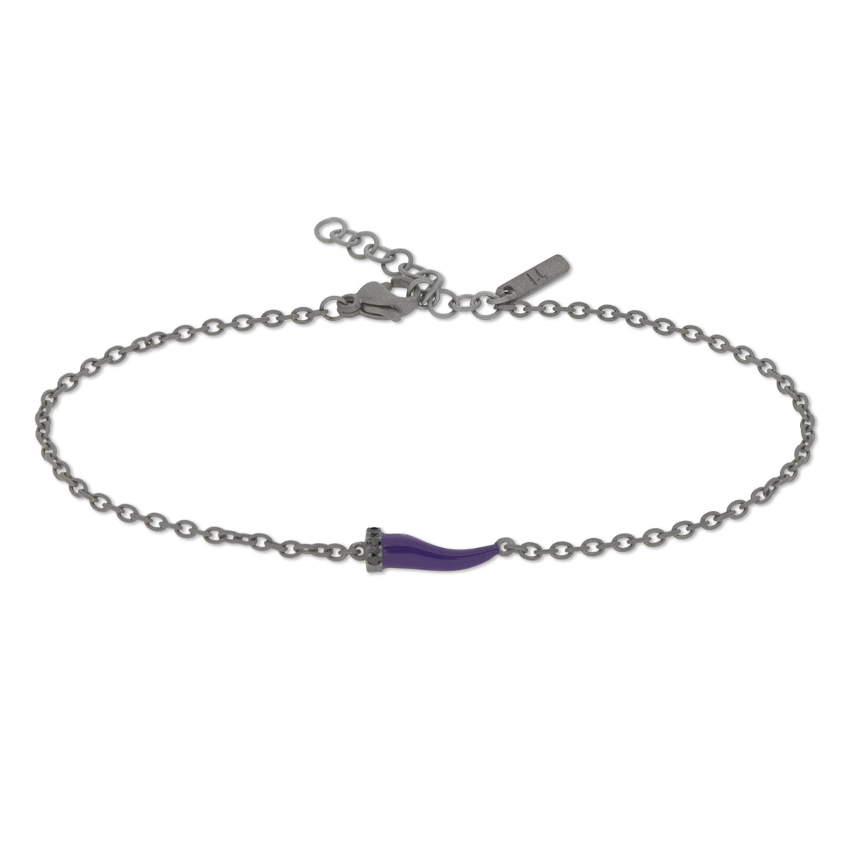 BRACCIALE CON CORNETTO MINI SMALTATO VIOLA E DIAMANTI BLACK