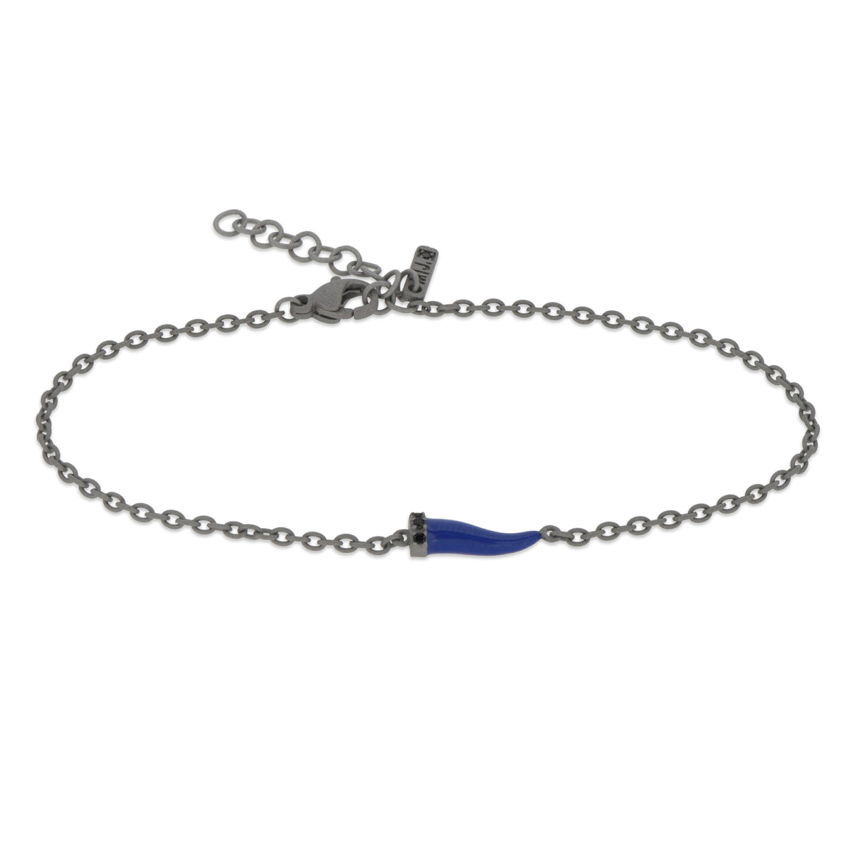 BRACCIALE CON CORNETTO MINI SMALTATO BLU E DIAMANTI BLACK