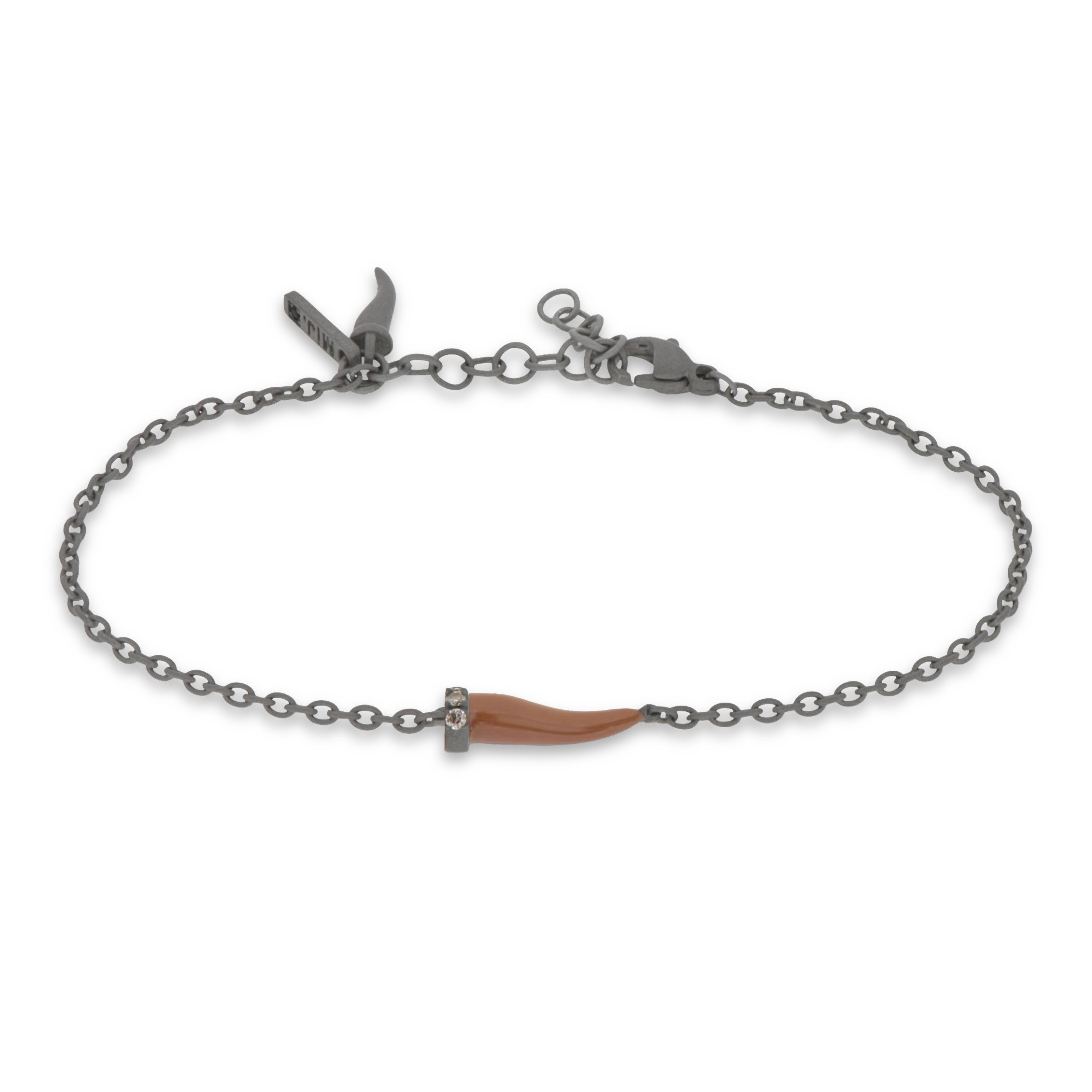 BRACCIALE CON CORNETTO MINI SMALTATO MOCHA MOUSSE E DIAMANTI BROWN