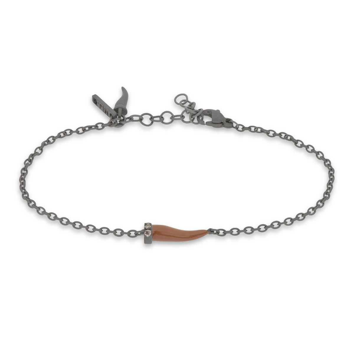 BRACCIALE CON CORNETTO MINI SMALTATO MOCHA MOUSSE E DIAMANTI BROWN