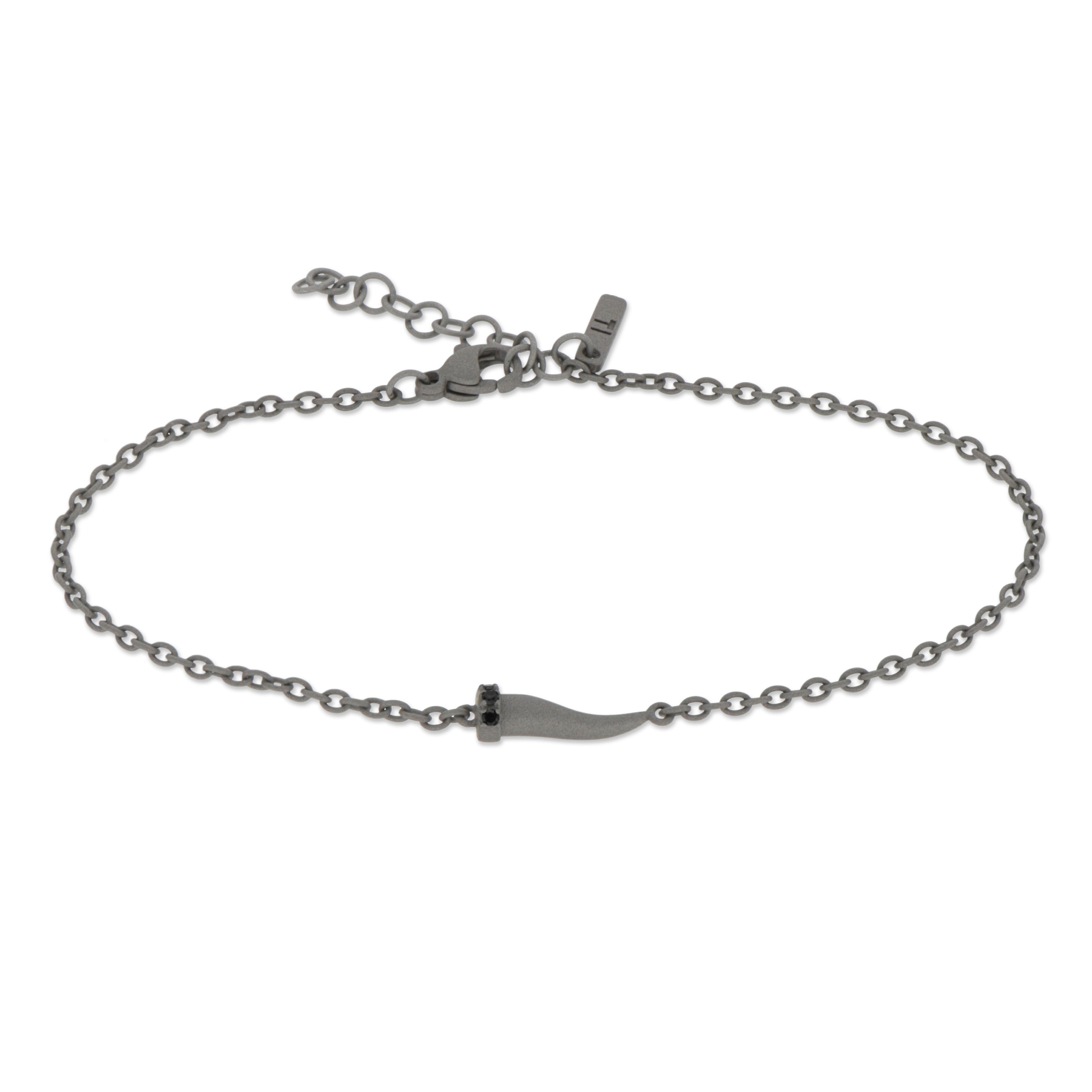 BRACCIALE CON CORNETTO MINI IN TITANIO E DIAMANTI BLACK
