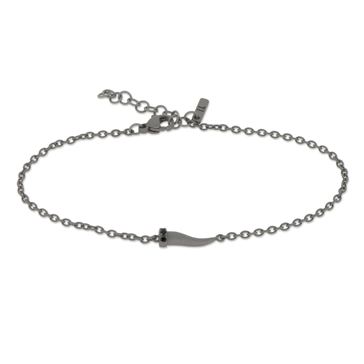 BRACCIALE CON CORNETTO MINI IN TITANIO E DIAMANTI BLACK