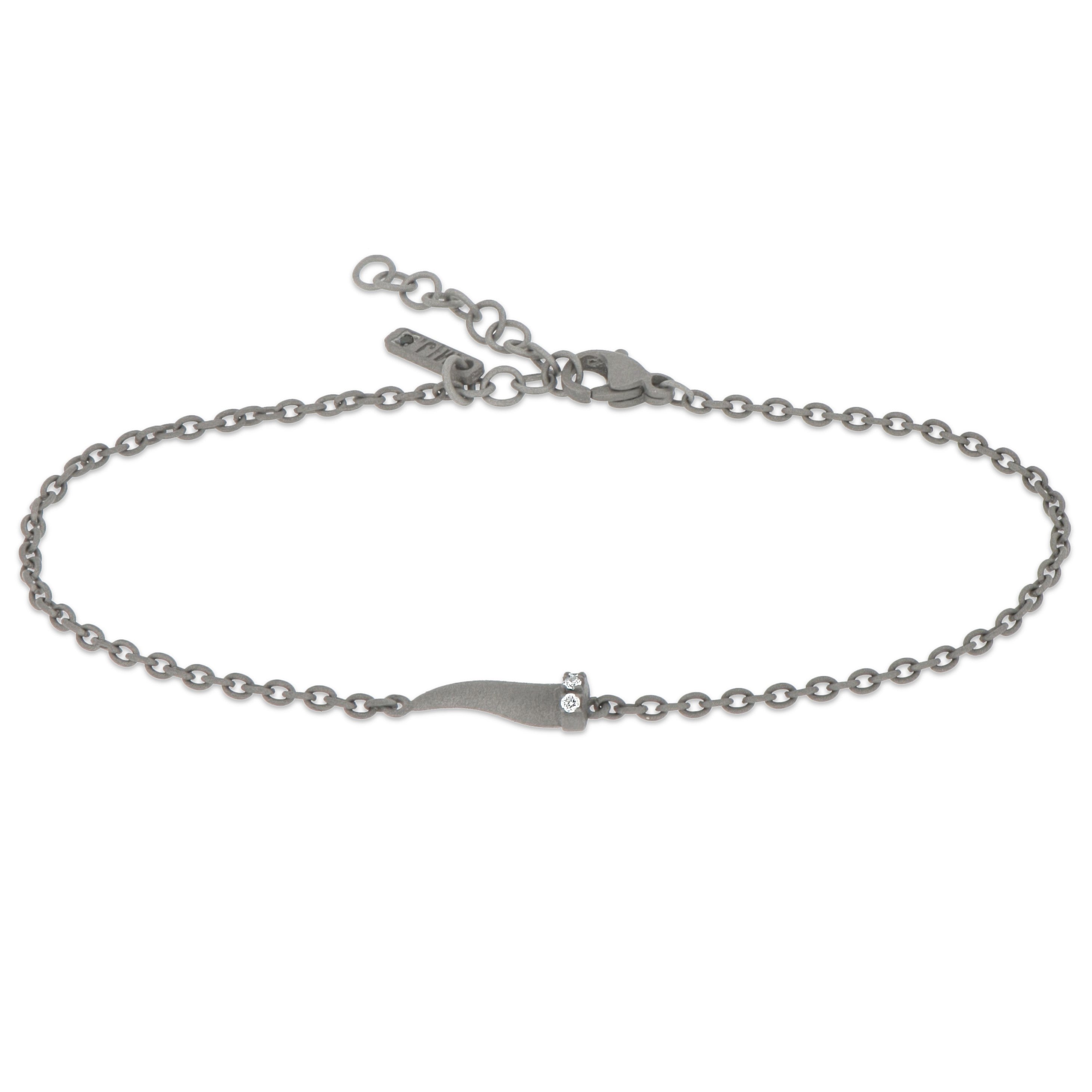 BRACCIALE CON CORNETTO MINI IN TITANIO E DIAMANTI WHITE