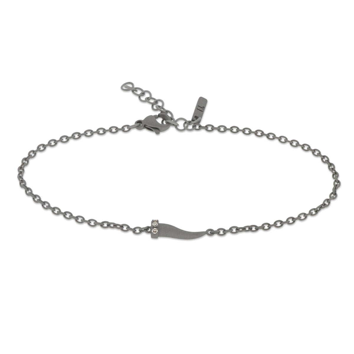 BRACCIALE CON CORNETTO MINI IN TITANIO E DIAMANTI BROWN