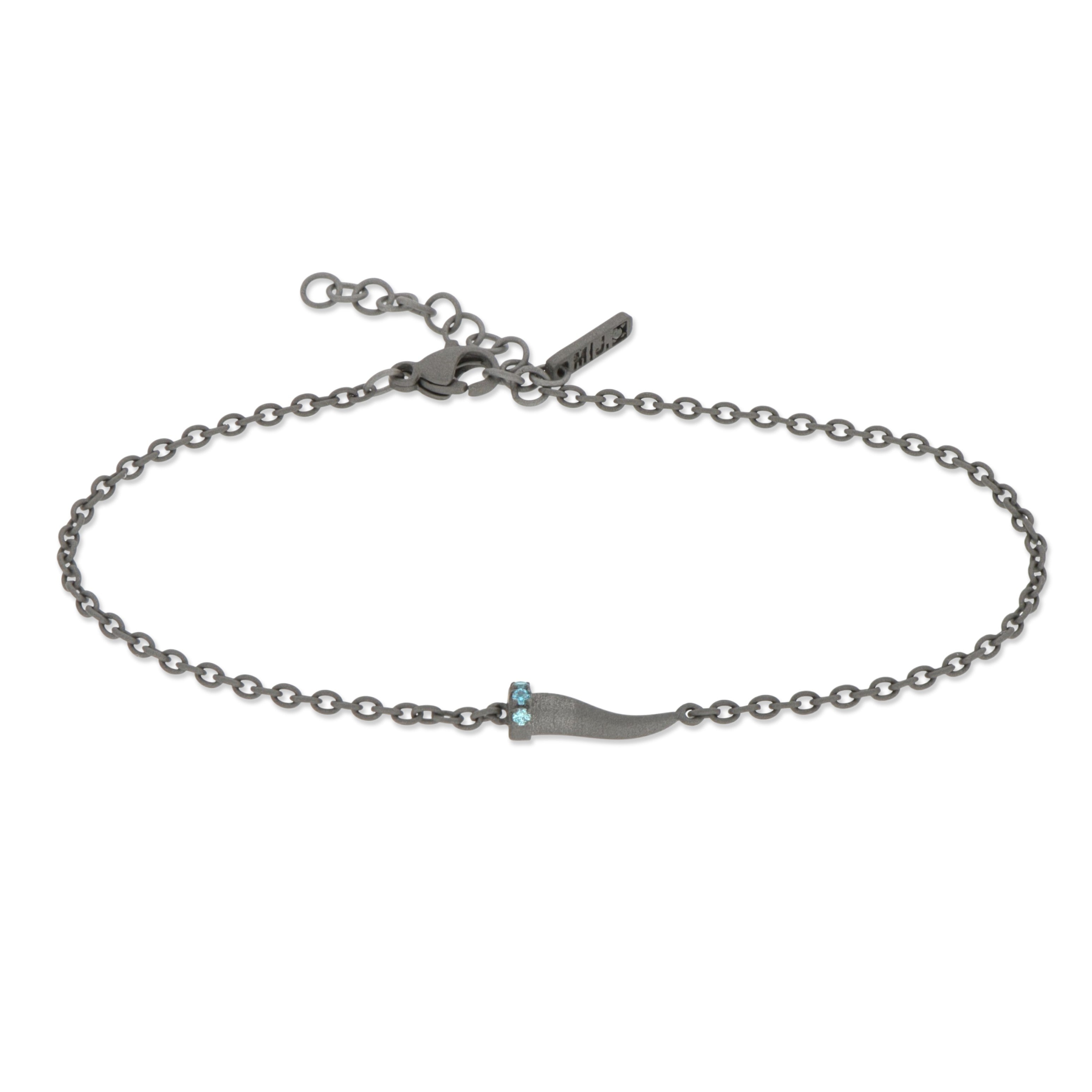 BRACCIALE CON CORNETTO MINI IN TITANIO E DIAMANTI BLU