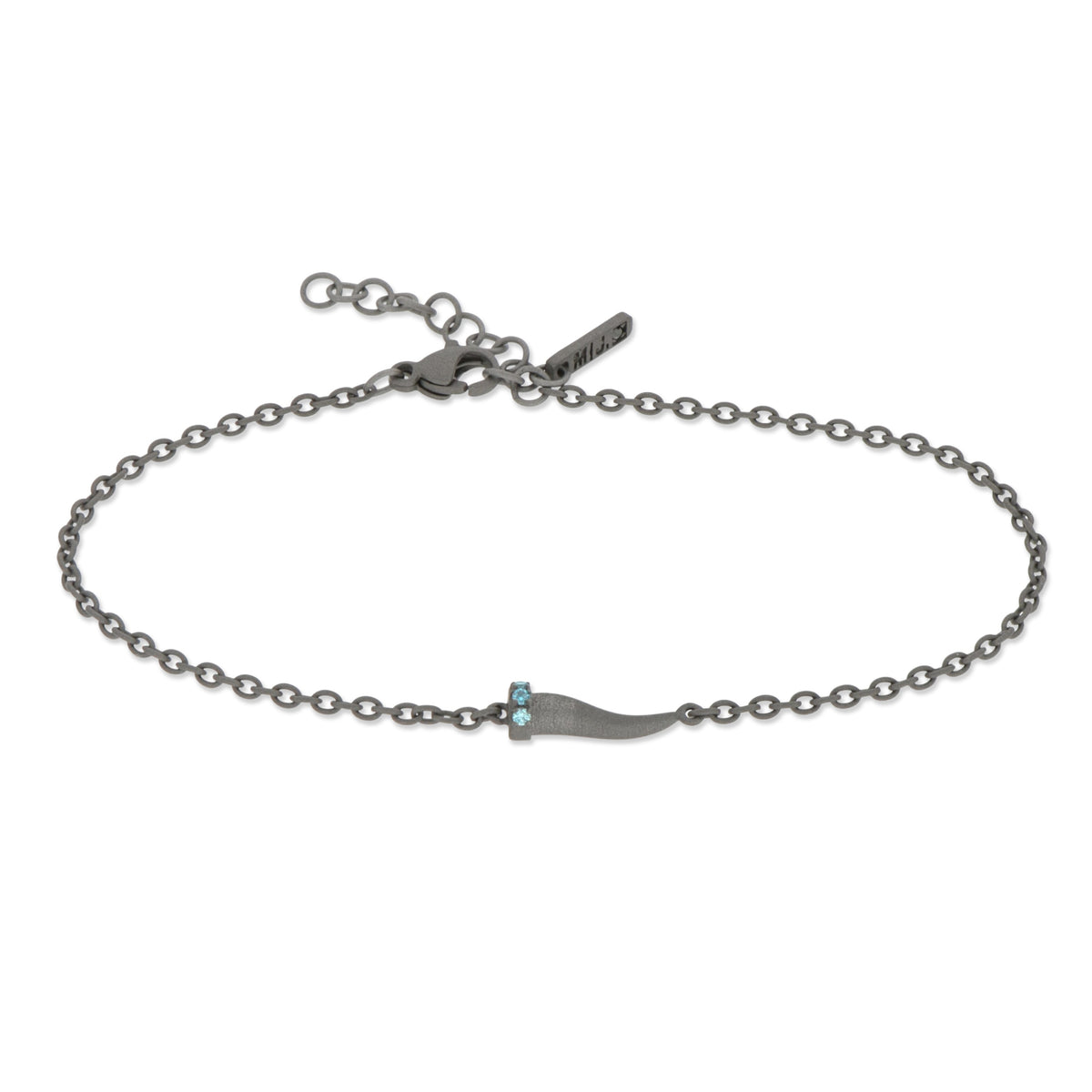 BRACCIALE CON CORNETTO MINI IN TITANIO E DIAMANTI BLU