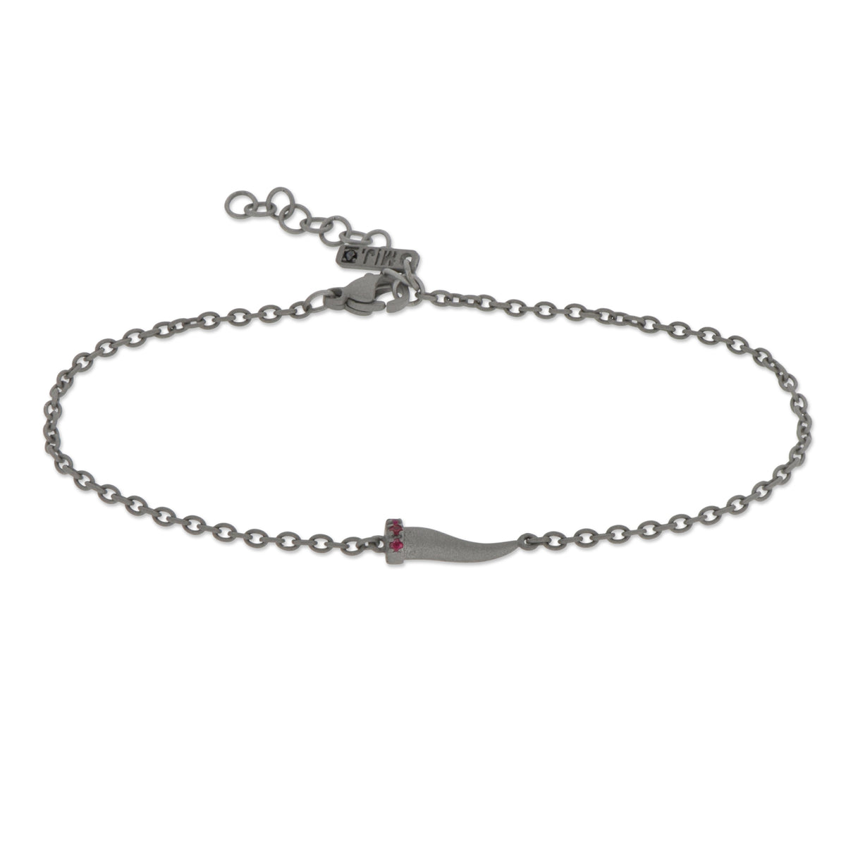 BRACCIALE CON CORNETTO MINI IN TITANIO E RUBINI