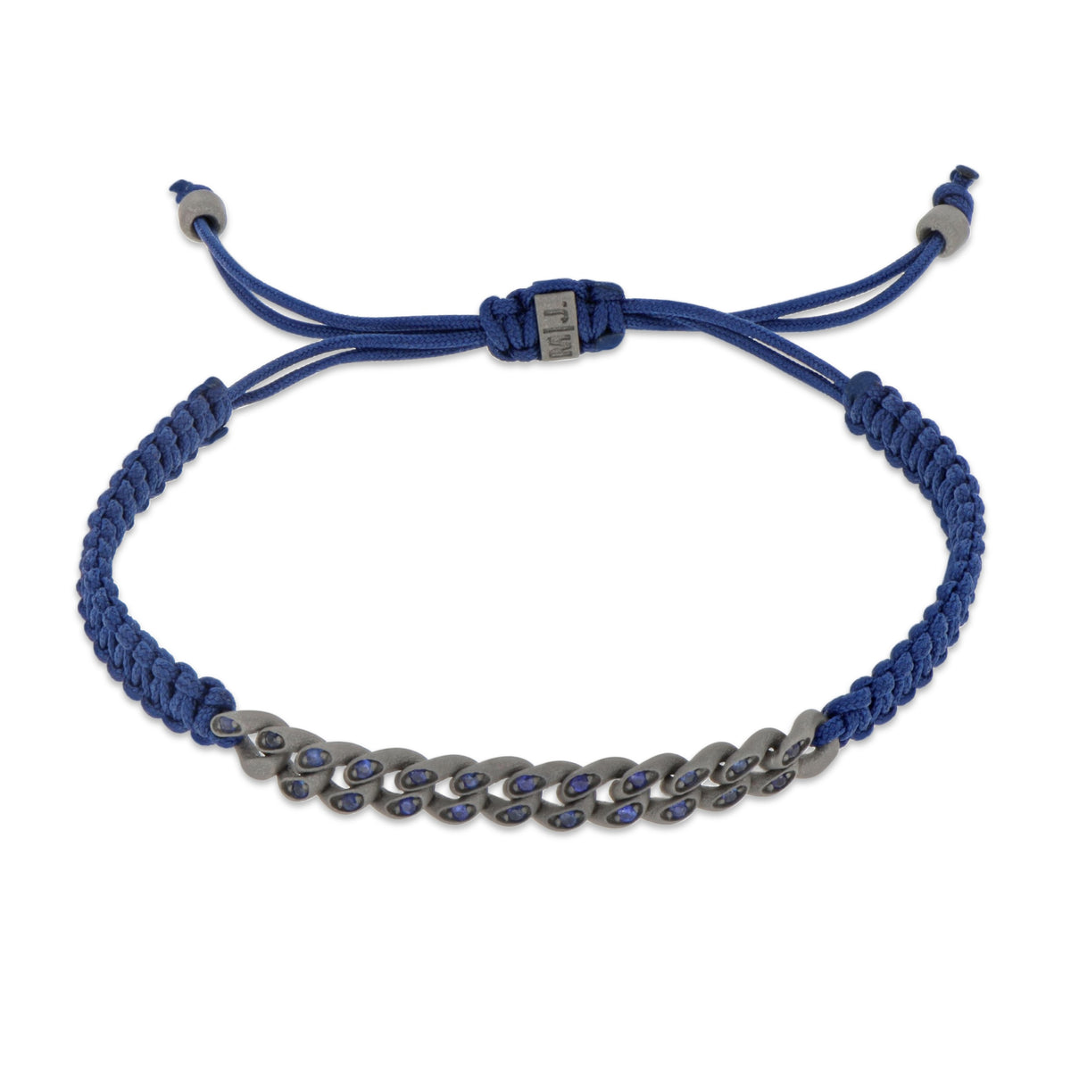 BRACCIALE GROUMETTE NAUTICA MINI IN TITANIO CON ZAFFIRI BLU E LACCIO BLU NAVY INTRECCIATO