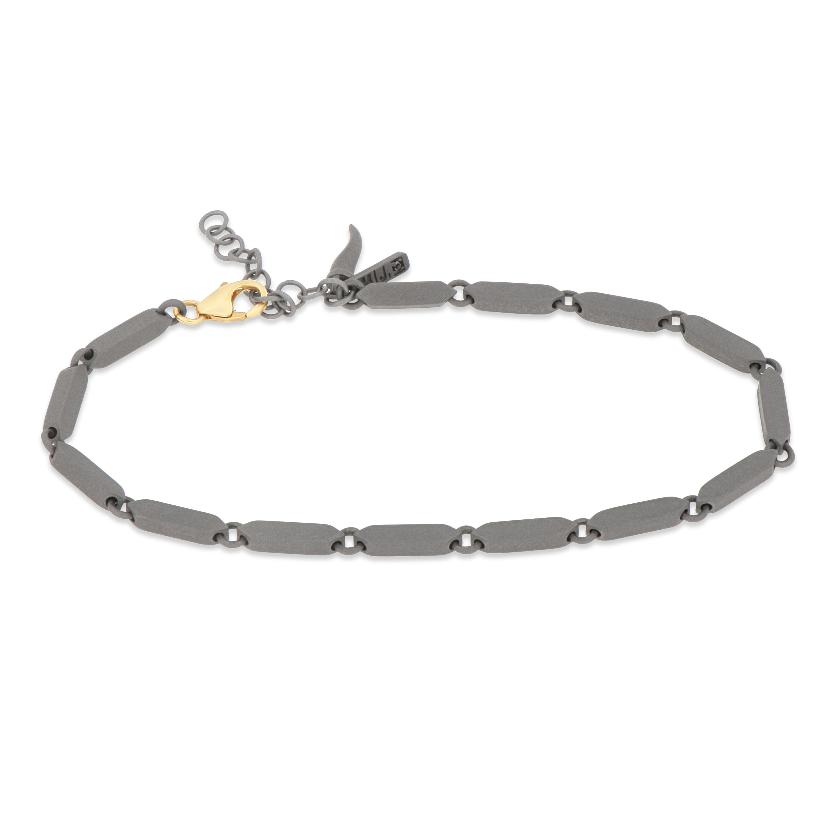 Bracelet NAVETTE IN Titanium with MOSCHETTONE IN Yellow gold 9 KT