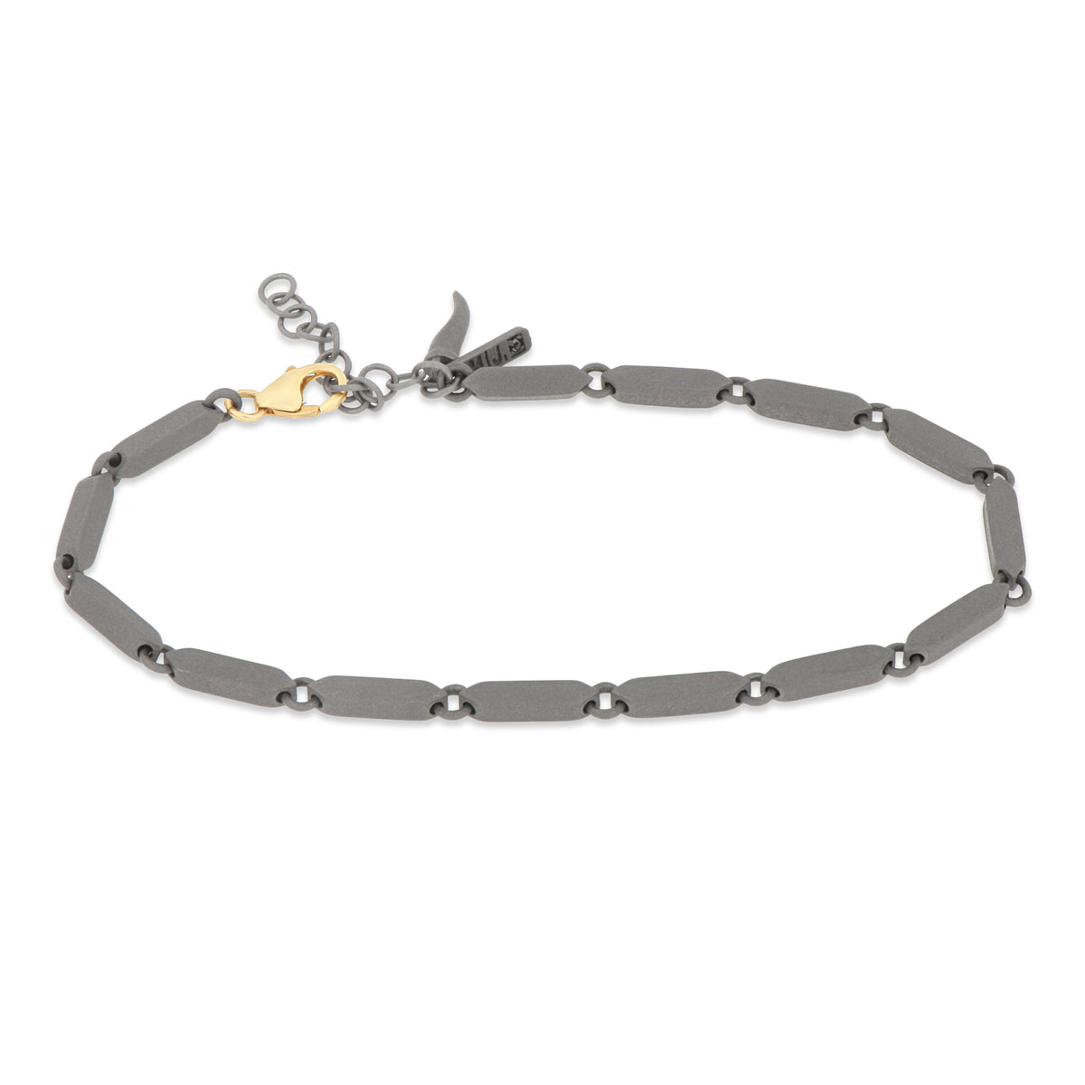 BRACCIALE NAVETTE IN TITANIO CON MOSCHETTONE IN ORO GIALLO 9 KT
