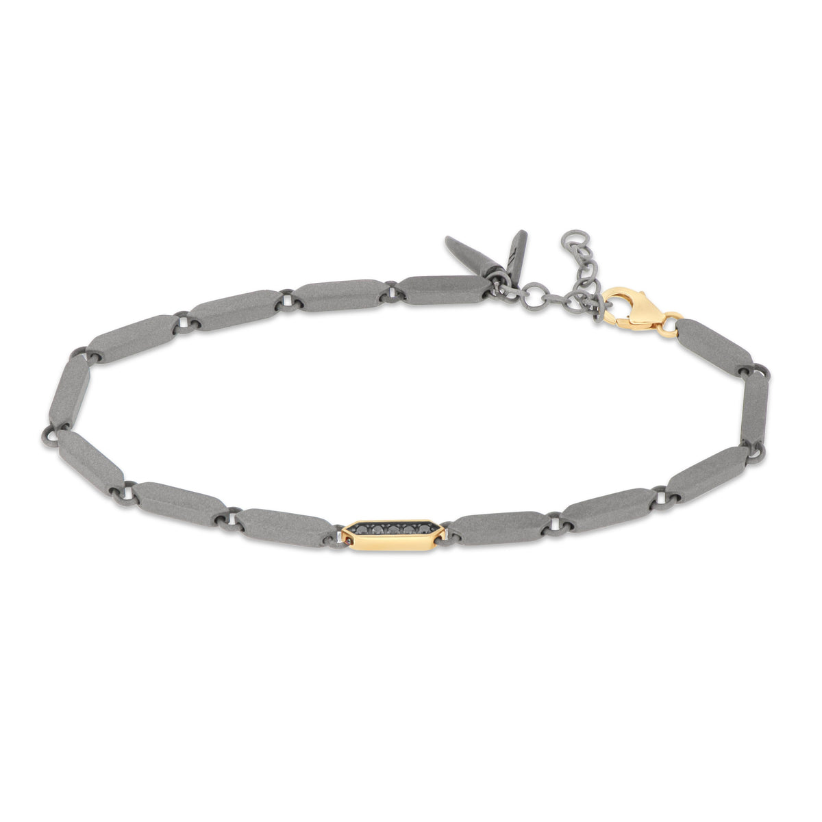 BRACCIALE NAVETTE IN TITANIO CON UNA NAVETTA IN ORO GIALLO 9 KT E DIAMANTI BLACK