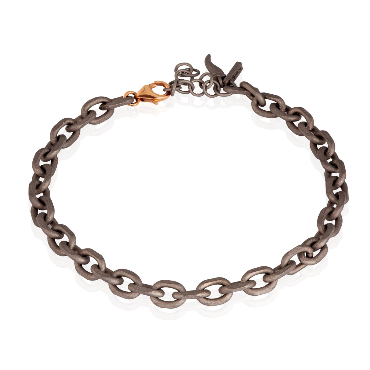 BRACCIALE UOMO CON CATENA IN TITANIO E ORO ROSSO 9 KT