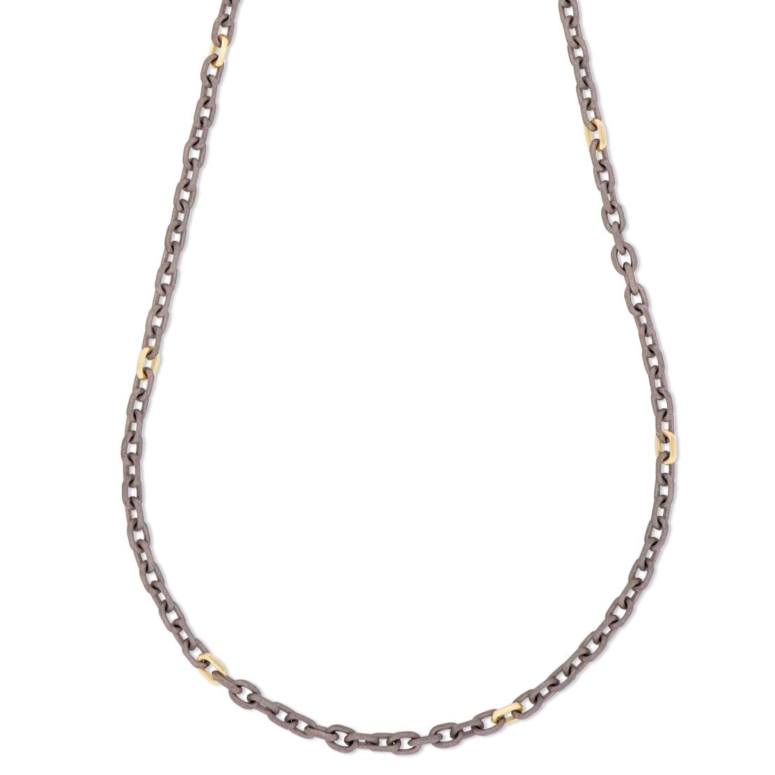 COLLANA UOMO CON CATENA IN TITANIO, SETTE MAGLIE E CHIUSURA IN ORO GIALLO 9 KT