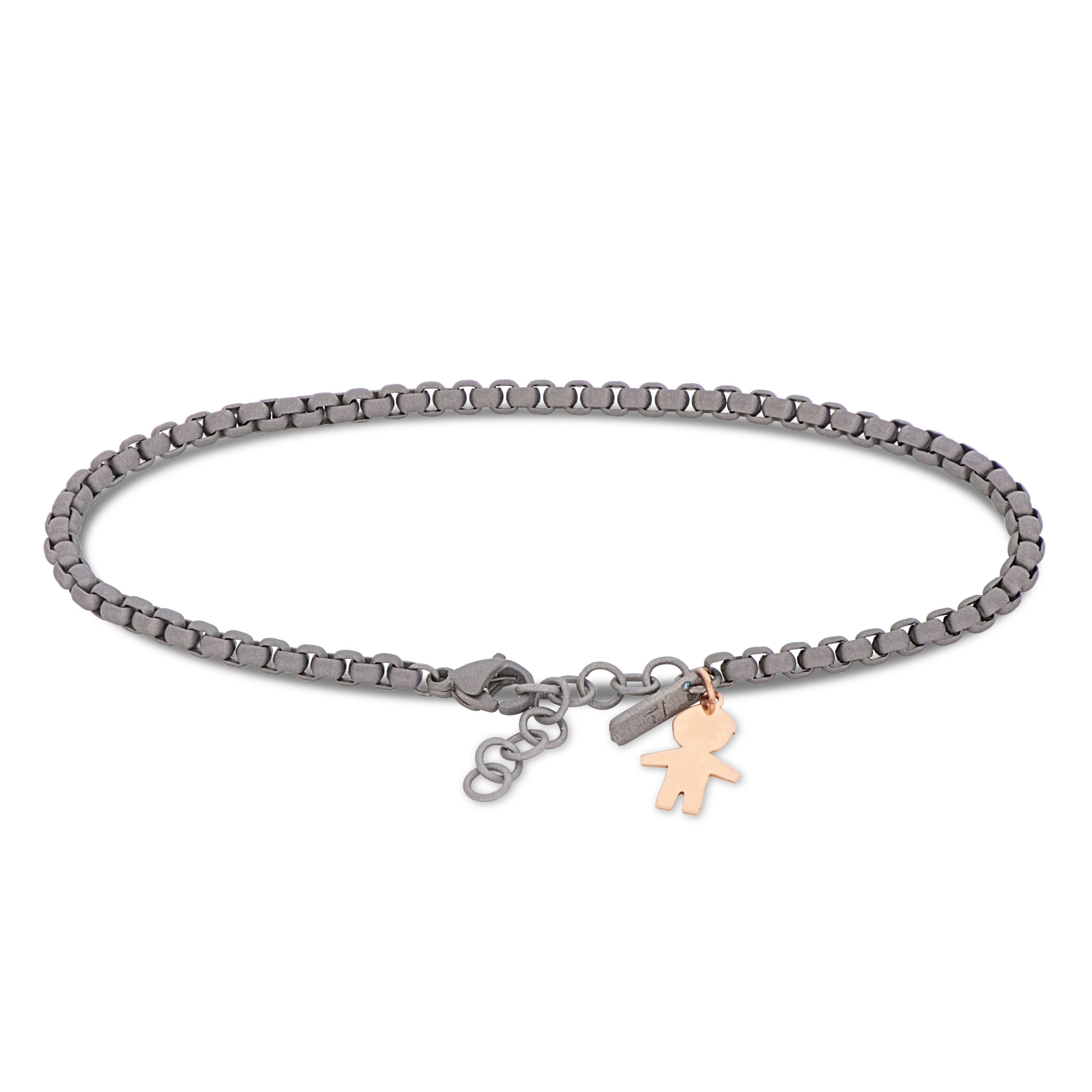 Bracelet UOMO SCOOBYDOO IN Titanium with BIMBO IN Rose gold 9 KT