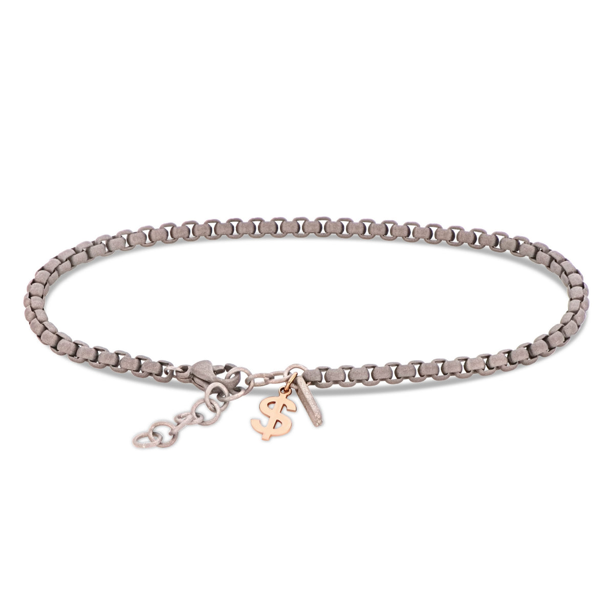 BRACCIALE UOMO SCOOBYDOO IN TITANIO CON DOLLARO IN ORO ROSSO 9 KT