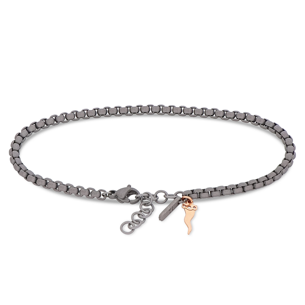 BRACCIALE UOMO SCOOBYDOO IN TITANIO CON CORNETTO IN ORO ROSSO 9 KT