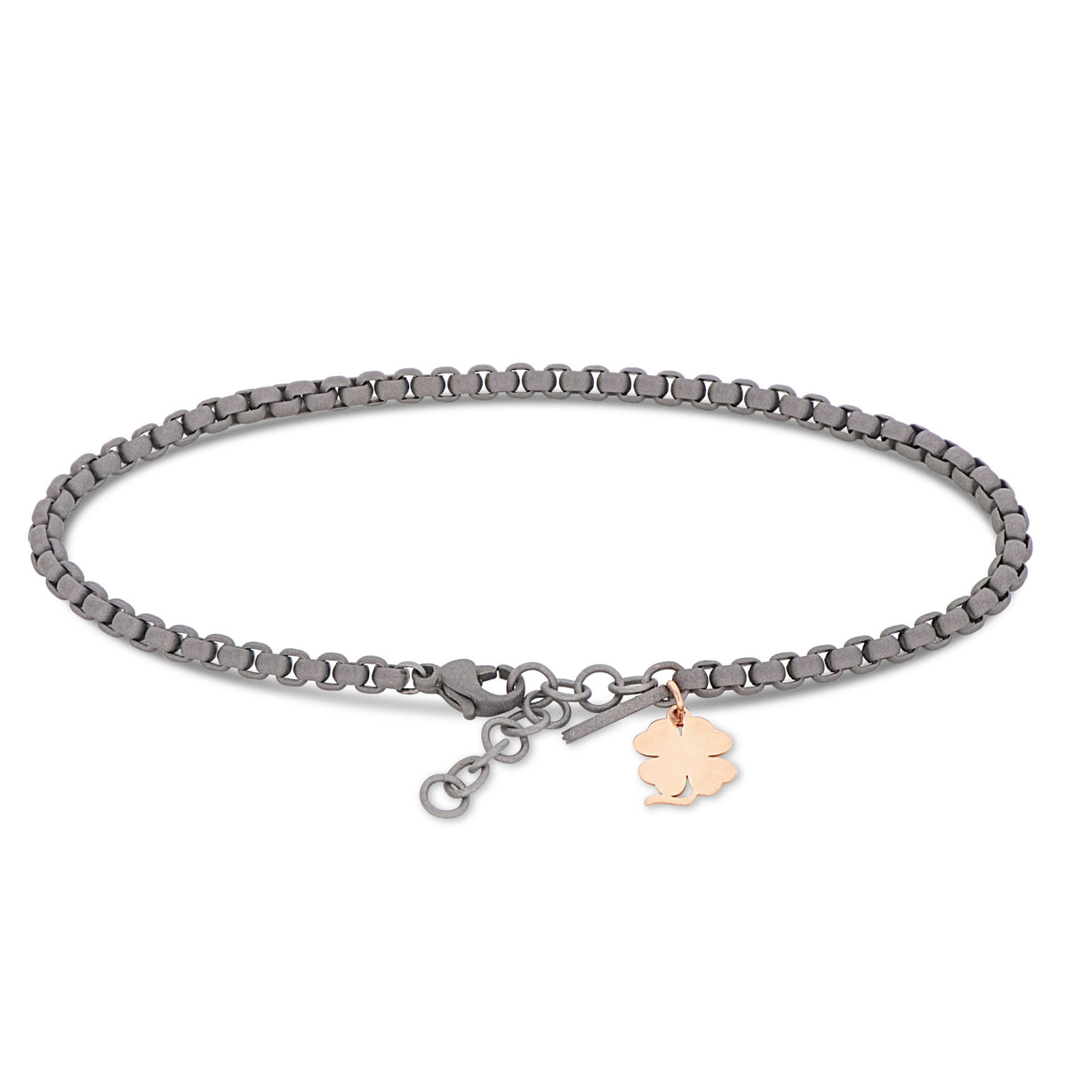 BRACCIALE UOMO SCOOBYDOO IN TITANIO CON QUADRIFOGLIO IN ORO ROSSO 9 KT