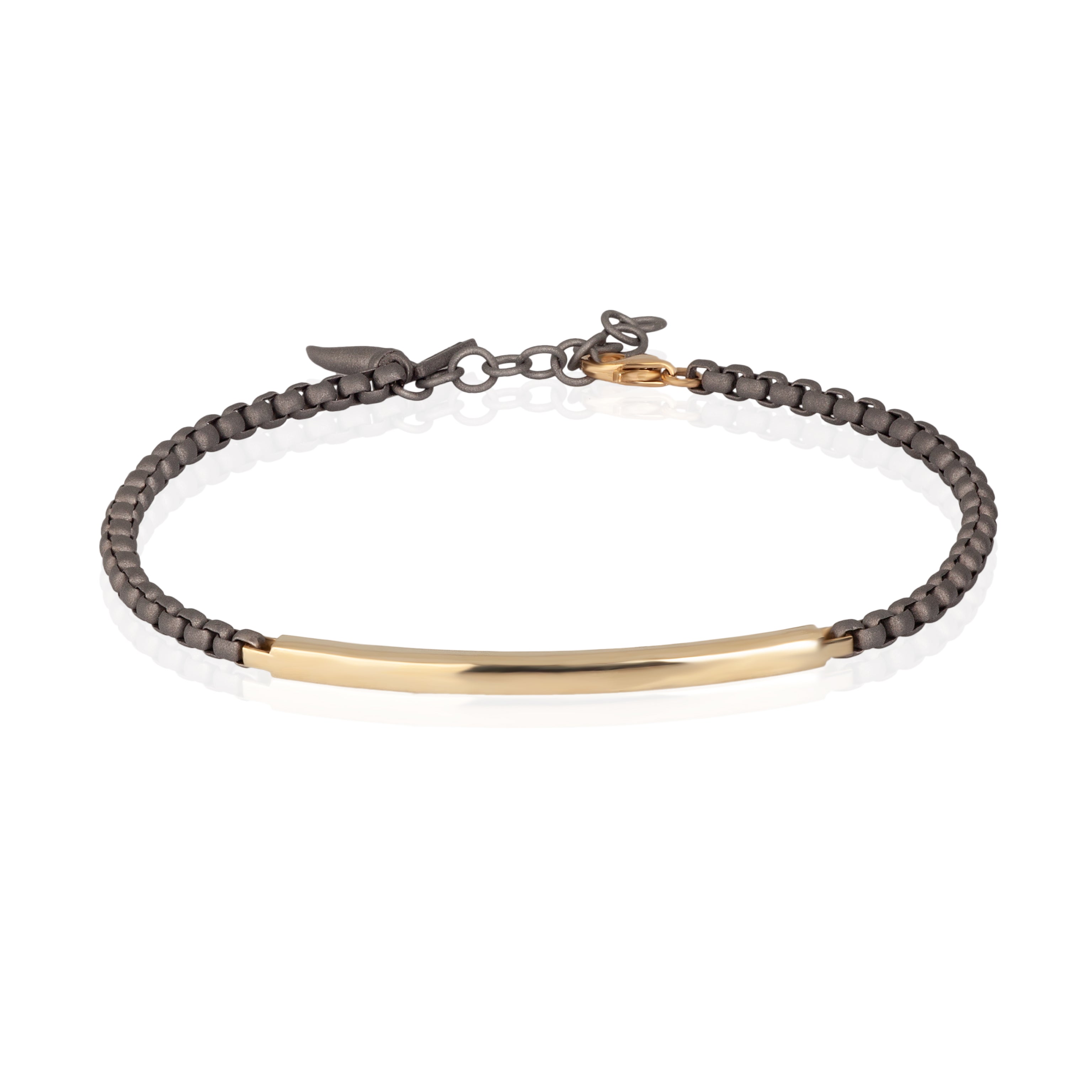 Bracelet UOMO with CATENINA SCOOBY DOO IN Titanium and TARGHETTA LUCIDA IN Yellow gold 9 KT
