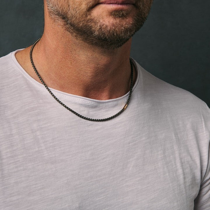 Necklace UOMO with CATENINA SCOOBY DOO IN Titanium BARRETTA and CHIUSURA IN Yellow gold 9 KT