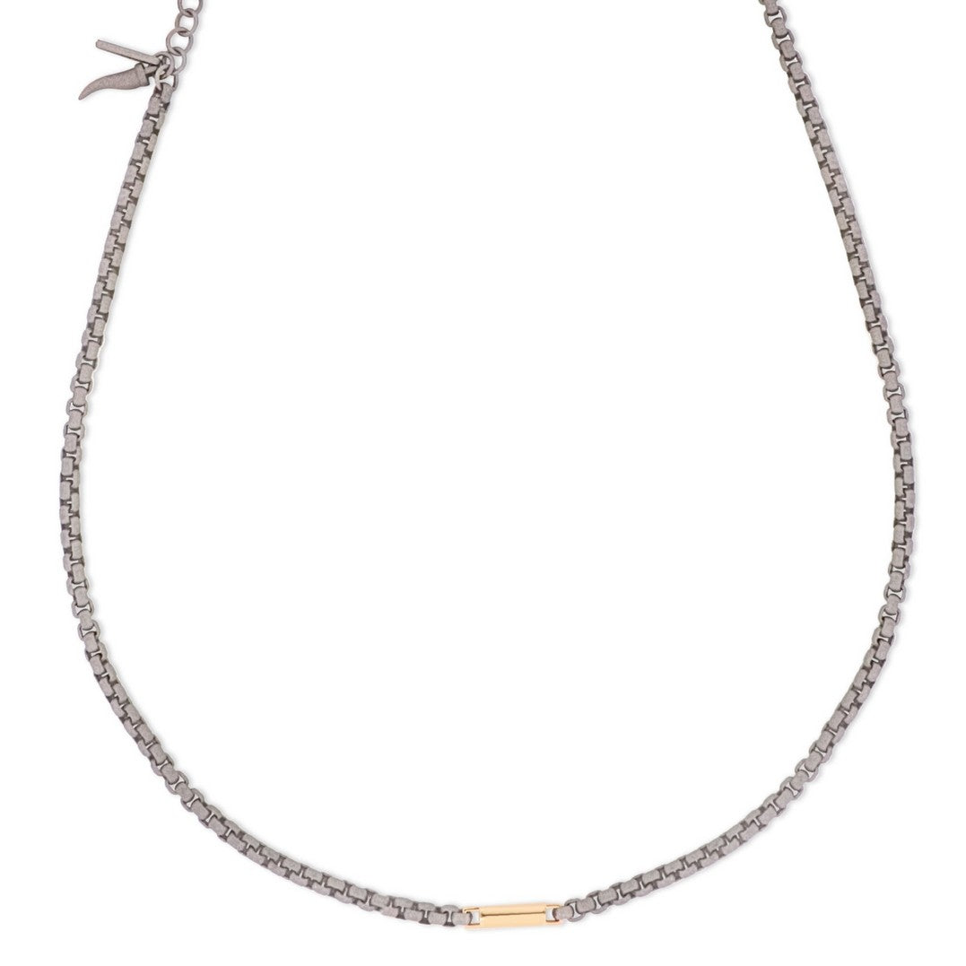 COLLIER HOMME AVEC CHAÎNETTE SCOOBY DOO EN TITANE BARRETTE ET FERMOIR EN OR ROUGE 9 KT