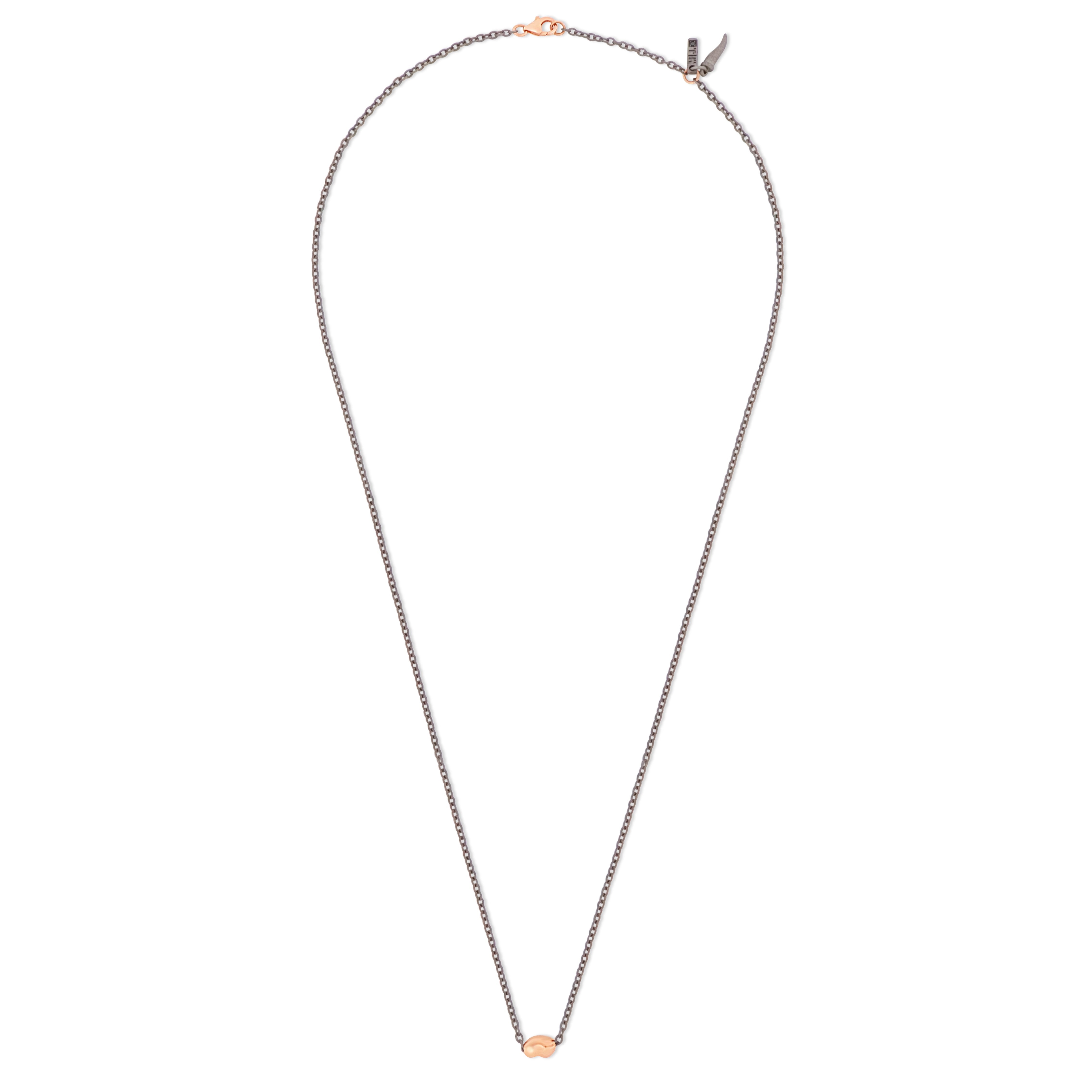 COLLANA UOMO IN TITANIO CON SASSO E MOSCHETTONE IN ORO ROSSO 9 KT