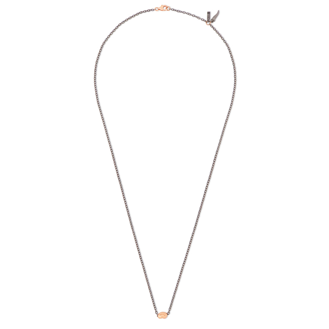 COLLANA UOMO IN TITANIO CON SASSO E MOSCHETTONE IN ORO ROSSO 9 KT