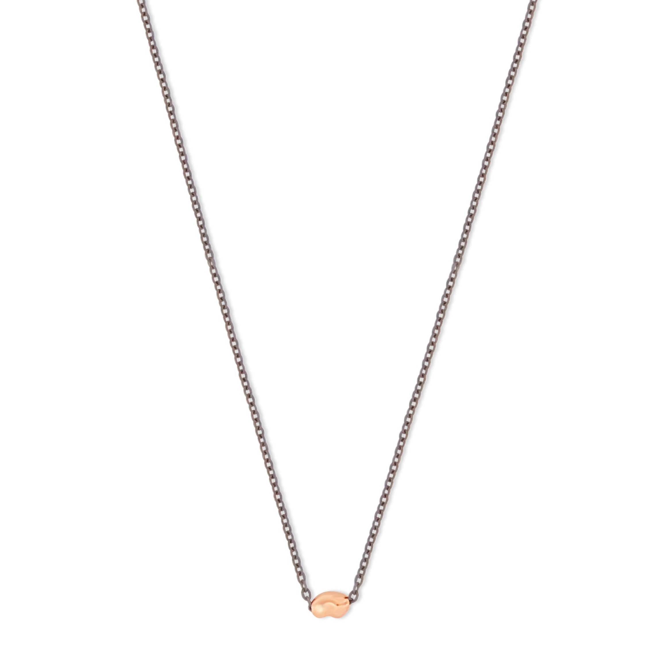 COLLANA UOMO IN TITANIO CON SASSO E MOSCHETTONE IN ORO ROSSO 9 KT