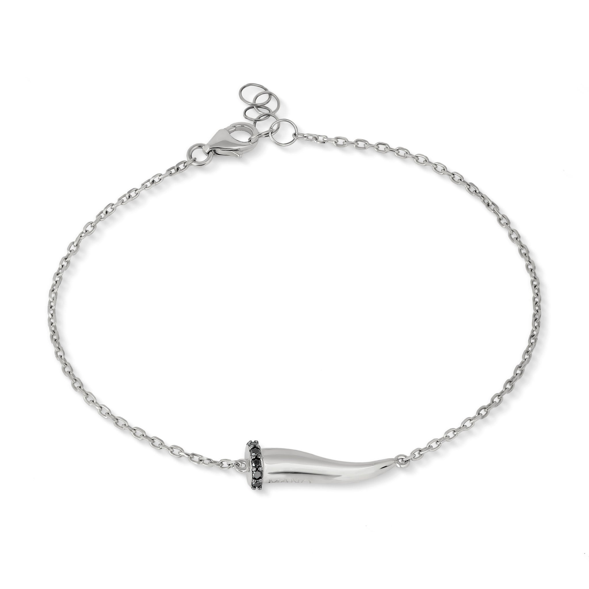 BRACCIALE CON CORNETTO IN ORO BIANCO 9KT   E DIAMANTI BLACK.