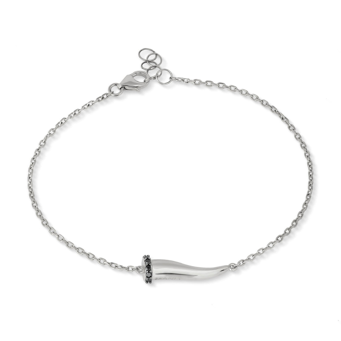 BRACCIALE CON CORNETTO IN ORO BIANCO 9KT   E DIAMANTI BLACK.