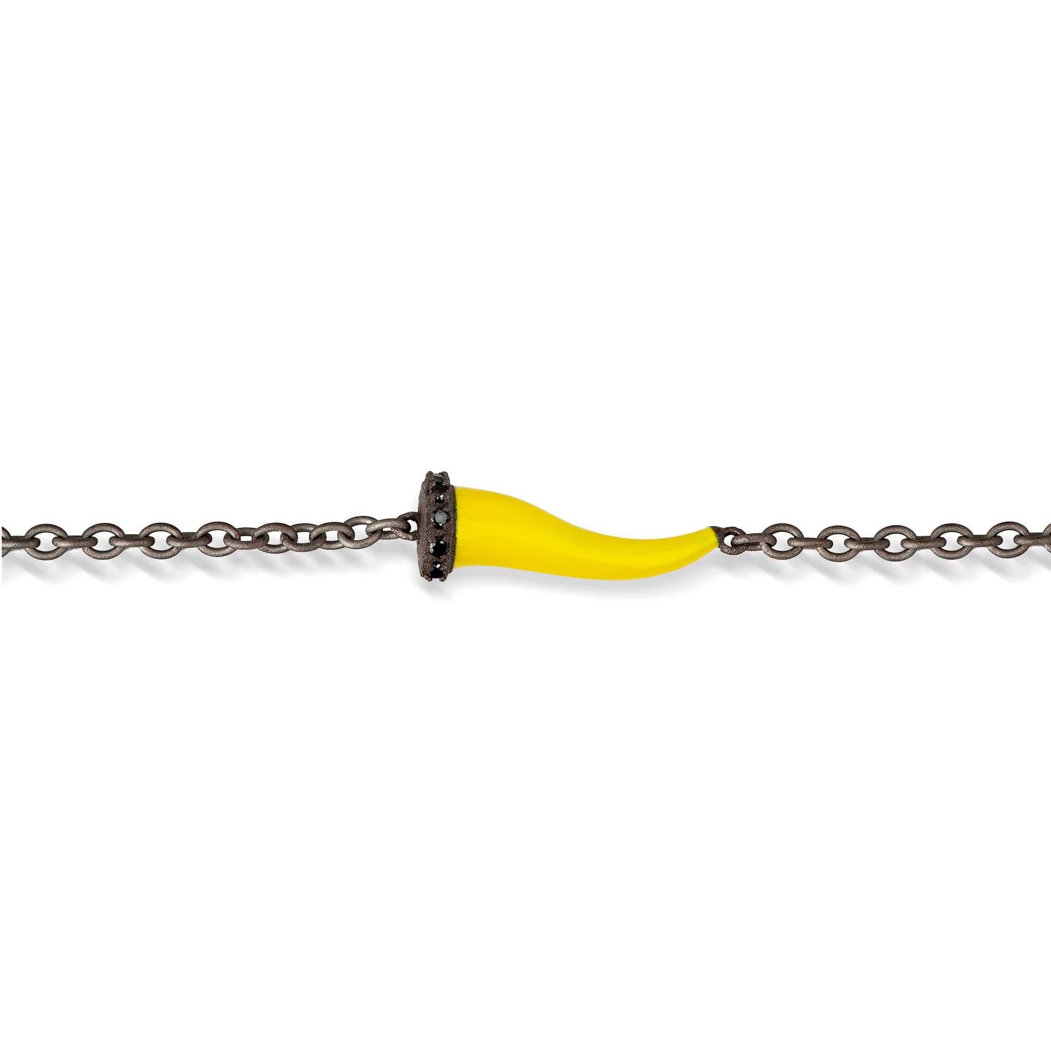 Bracelet CHARMS with CORNETTO SMALTATO Yellow IN Titanium, 5 BLACK and CATENA